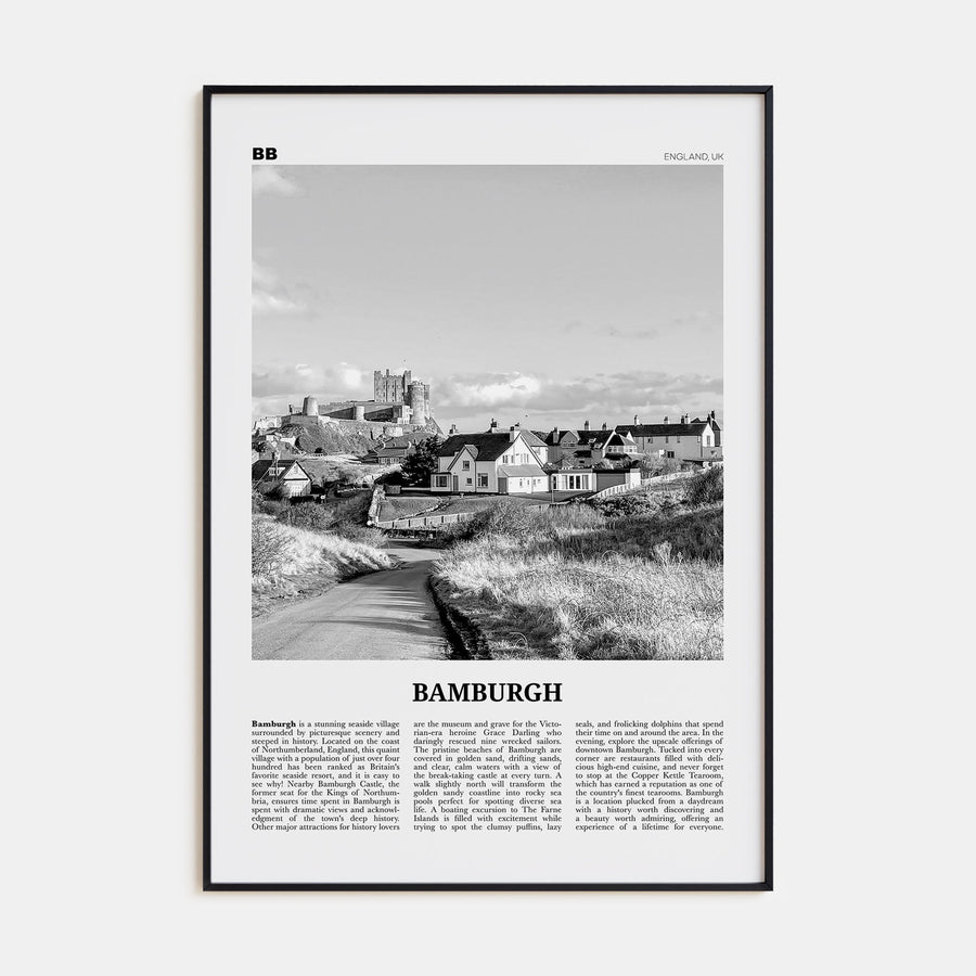 Bamburgh Travel B&W Poster
