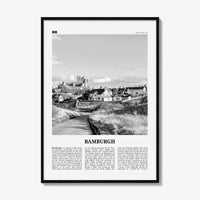 Bamburgh Print Black and White, Bamburgh Wall Art, Bamburgh Poster, Bamburgh Photo, Northumberland, England, UK, United Kingdom
