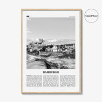 Bamburgh Print Black and White, Bamburgh Wall Art, Bamburgh Poster, Bamburgh Photo, Northumberland, England, UK, United Kingdom