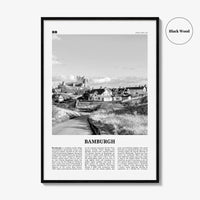 Bamburgh Print Black and White, Bamburgh Wall Art, Bamburgh Poster, Bamburgh Photo, Northumberland, England, UK, United Kingdom