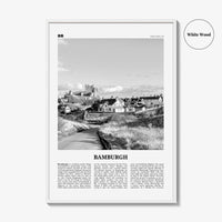 Bamburgh Print Black and White, Bamburgh Wall Art, Bamburgh Poster, Bamburgh Photo, Northumberland, England, UK, United Kingdom