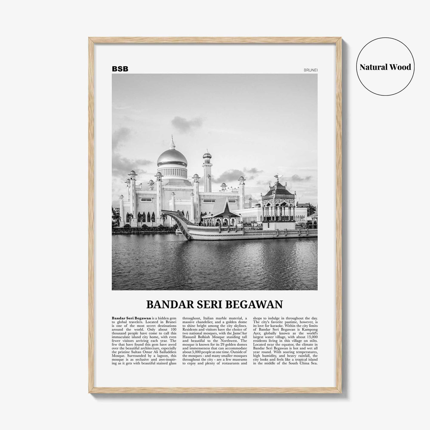 Bandar Seri Begawan Print Black and White, Bandar Seri Begawan Wall Art, Bandar Seri Begawan Poster, Bandar Seri Begawan Photo, Brunei
