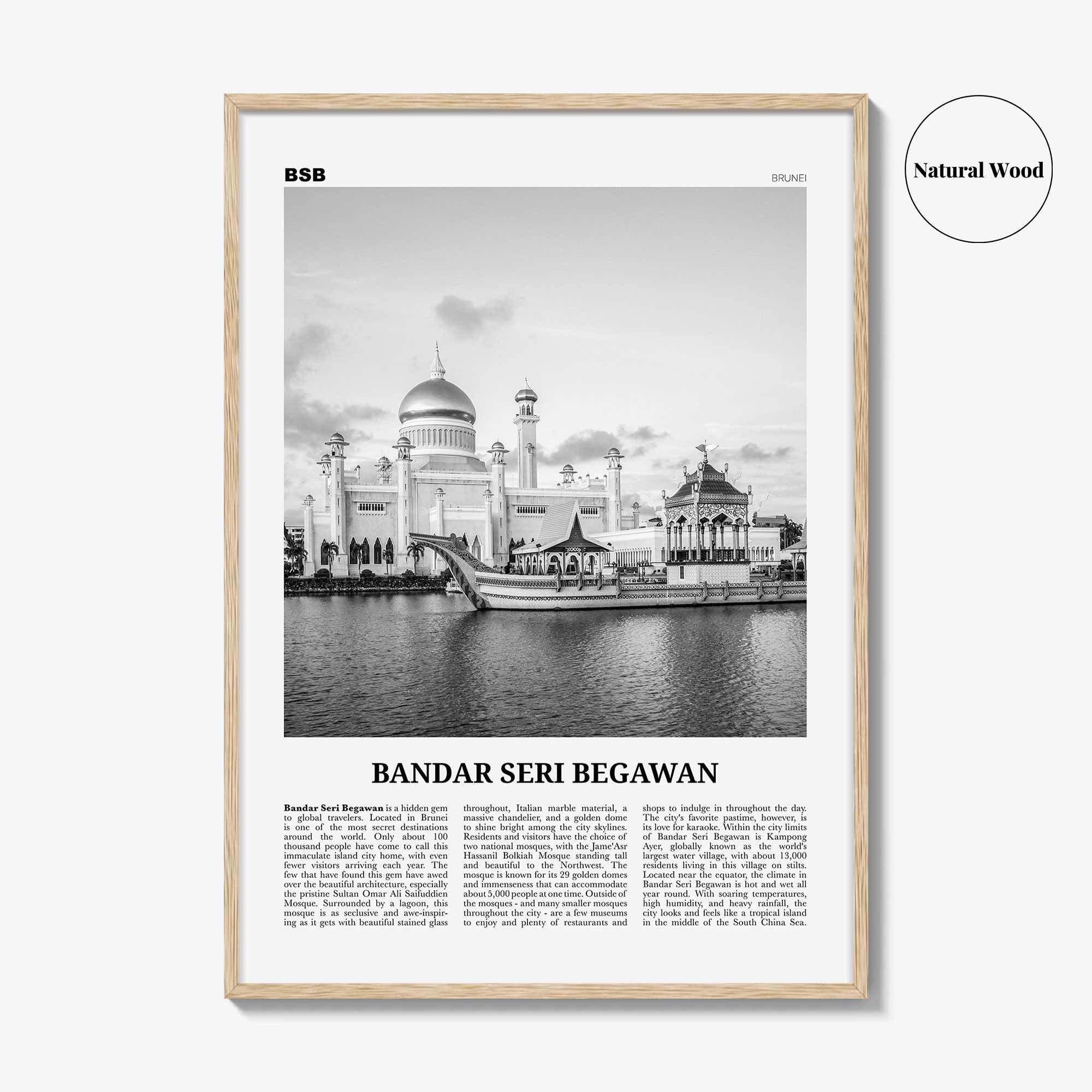 Bandar Seri Begawan Print Black and White, Bandar Seri Begawan Wall Art, Bandar Seri Begawan Poster, Bandar Seri Begawan Photo, Brunei