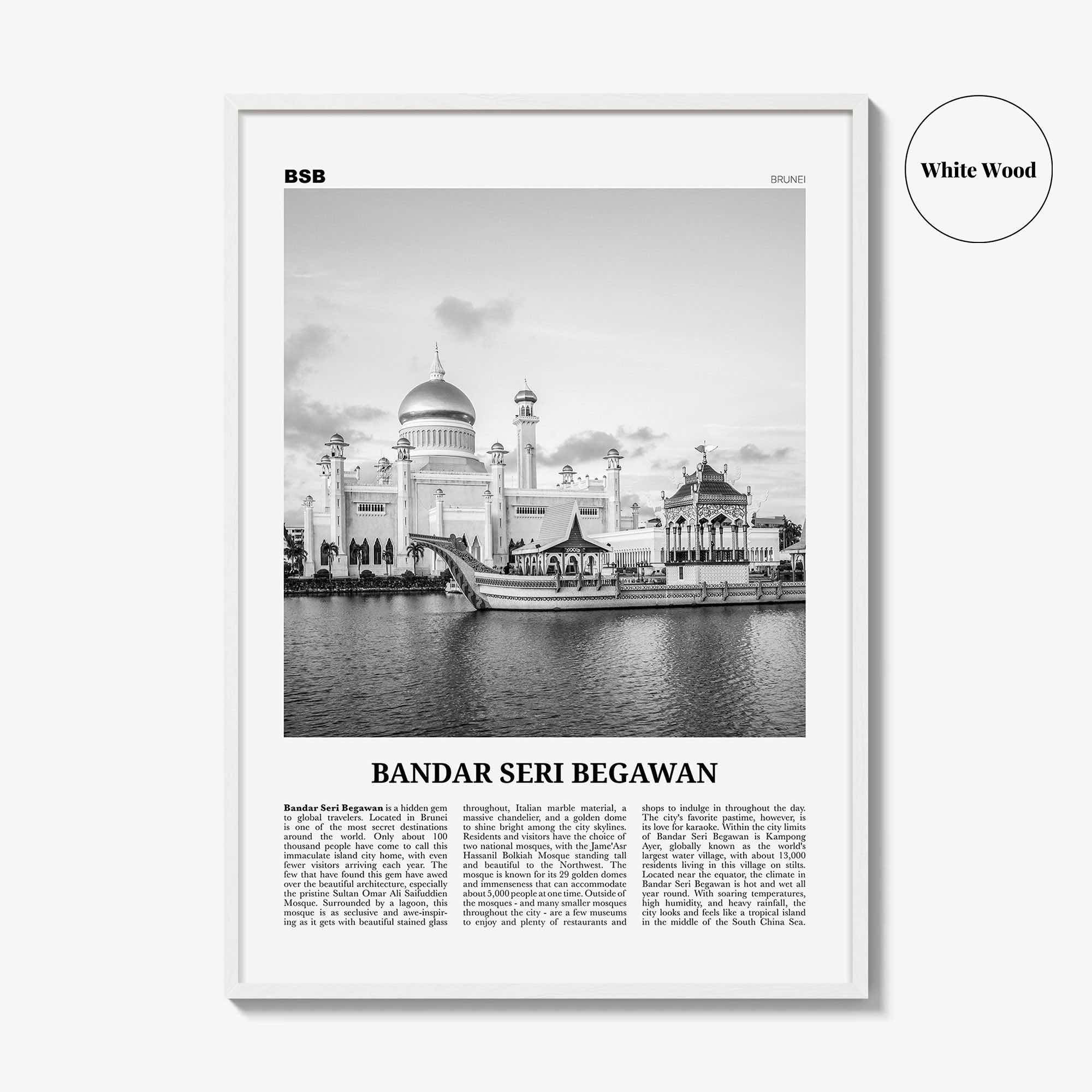 Bandar Seri Begawan Print Black and White, Bandar Seri Begawan Wall Art, Bandar Seri Begawan Poster, Bandar Seri Begawan Photo, Brunei
