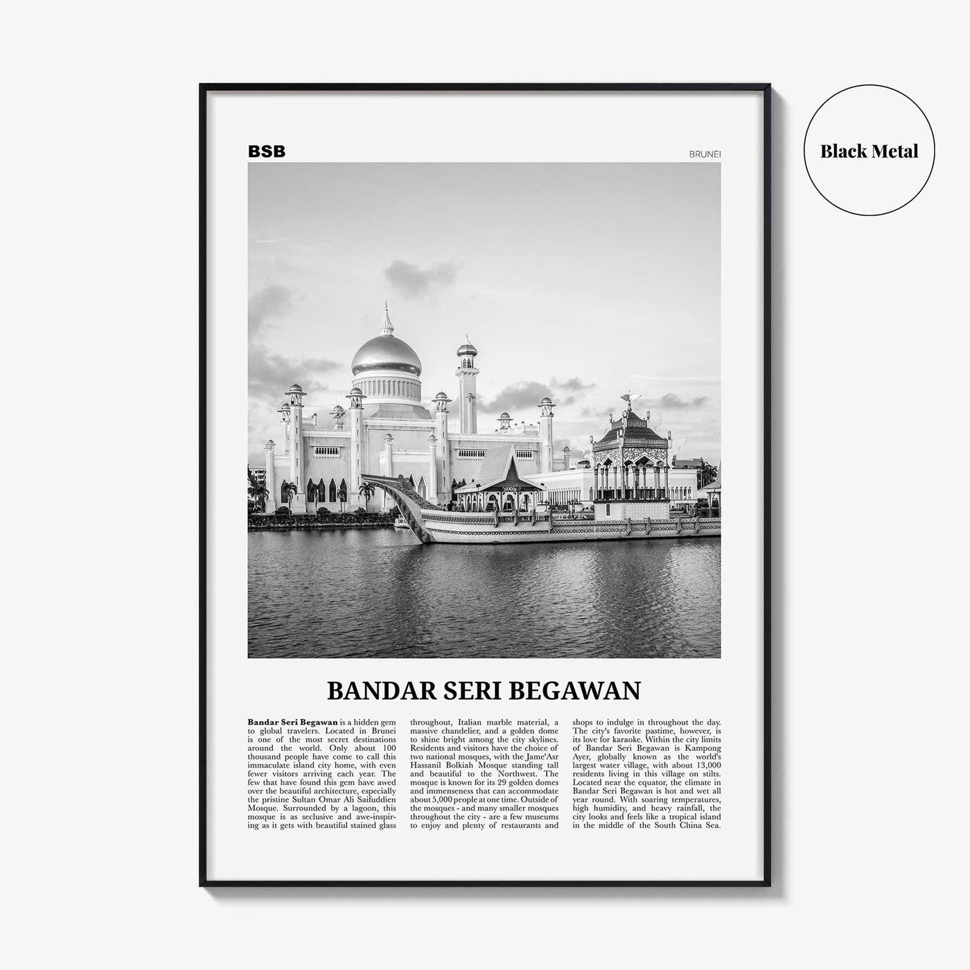 Bandar Seri Begawan Print Black and White, Bandar Seri Begawan Wall Art, Bandar Seri Begawan Poster, Bandar Seri Begawan Photo, Brunei