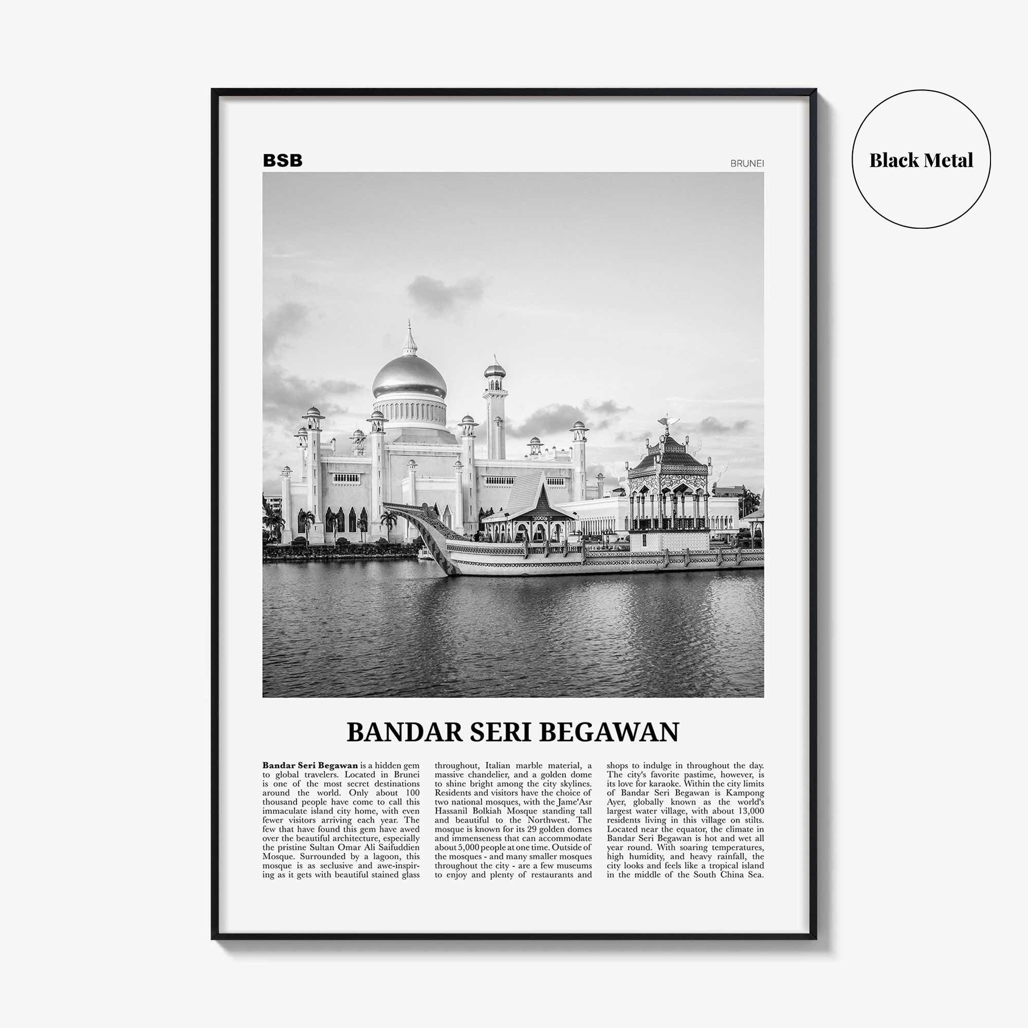 Bandar Seri Begawan Print Black and White, Bandar Seri Begawan Wall Art, Bandar Seri Begawan Poster, Bandar Seri Begawan Photo, Brunei