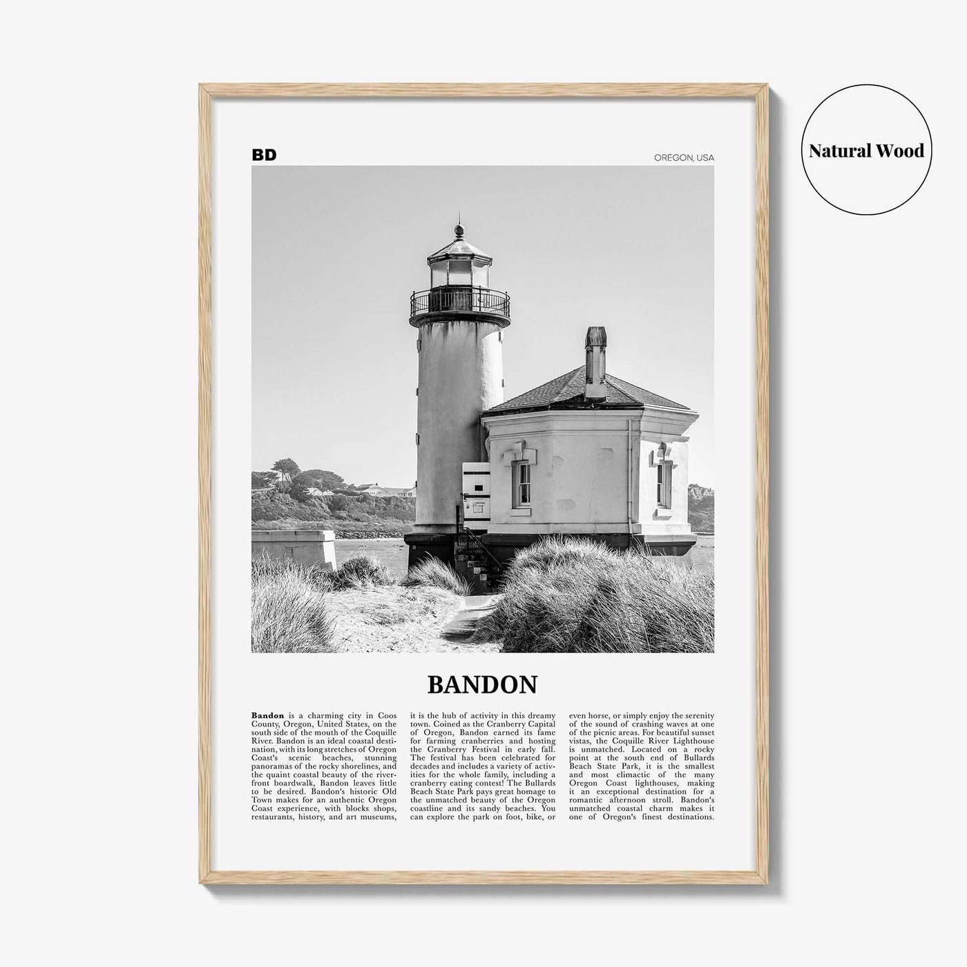 Bandon Print Black and White, Bandon Wall Art, Bandon Poster, Bandon Photo, Bandon Wall Décor, Oregon, USA, United States, North America