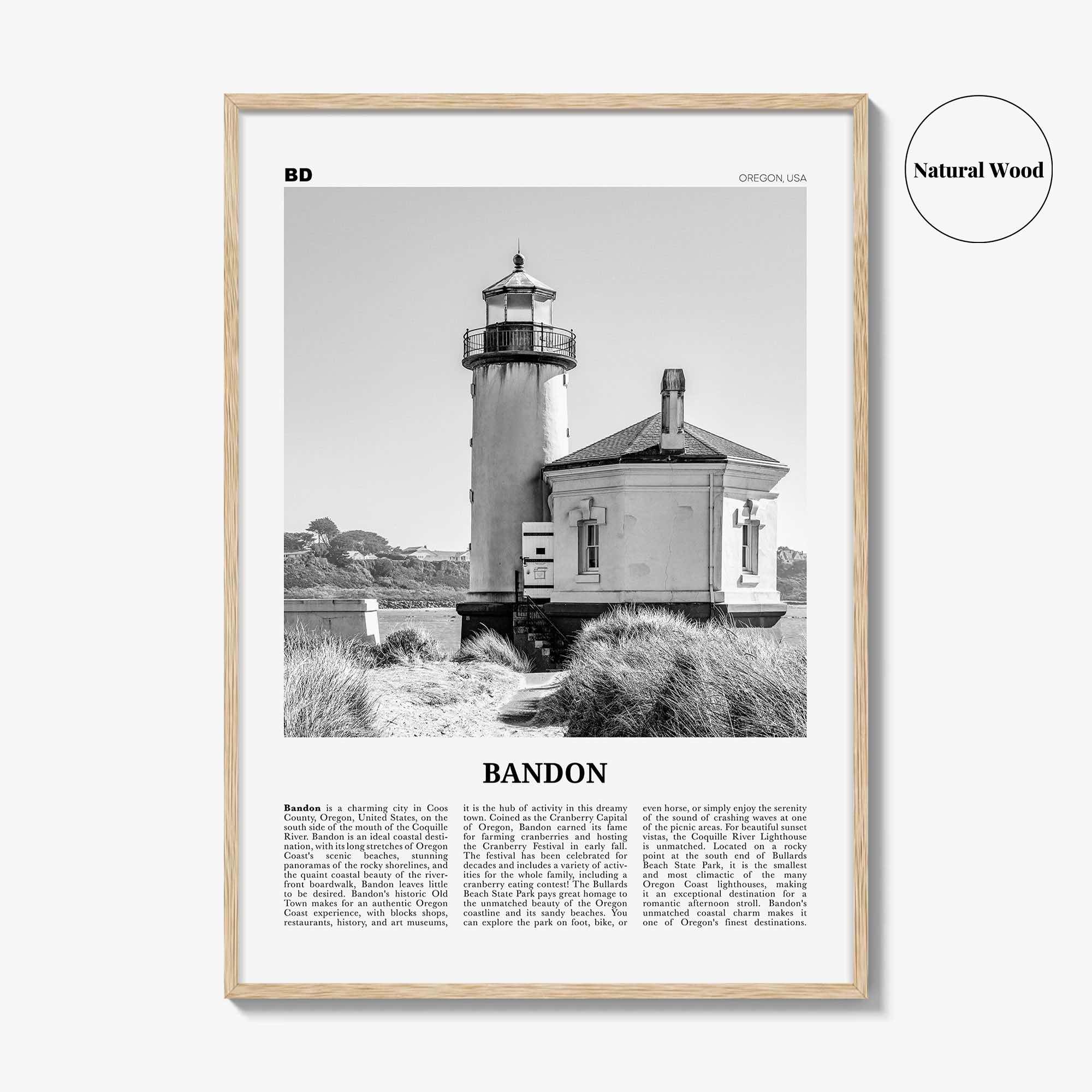 Bandon Print Black and White, Bandon Wall Art, Bandon Poster, Bandon Photo, Bandon Wall Décor, Oregon, USA, United States, North America