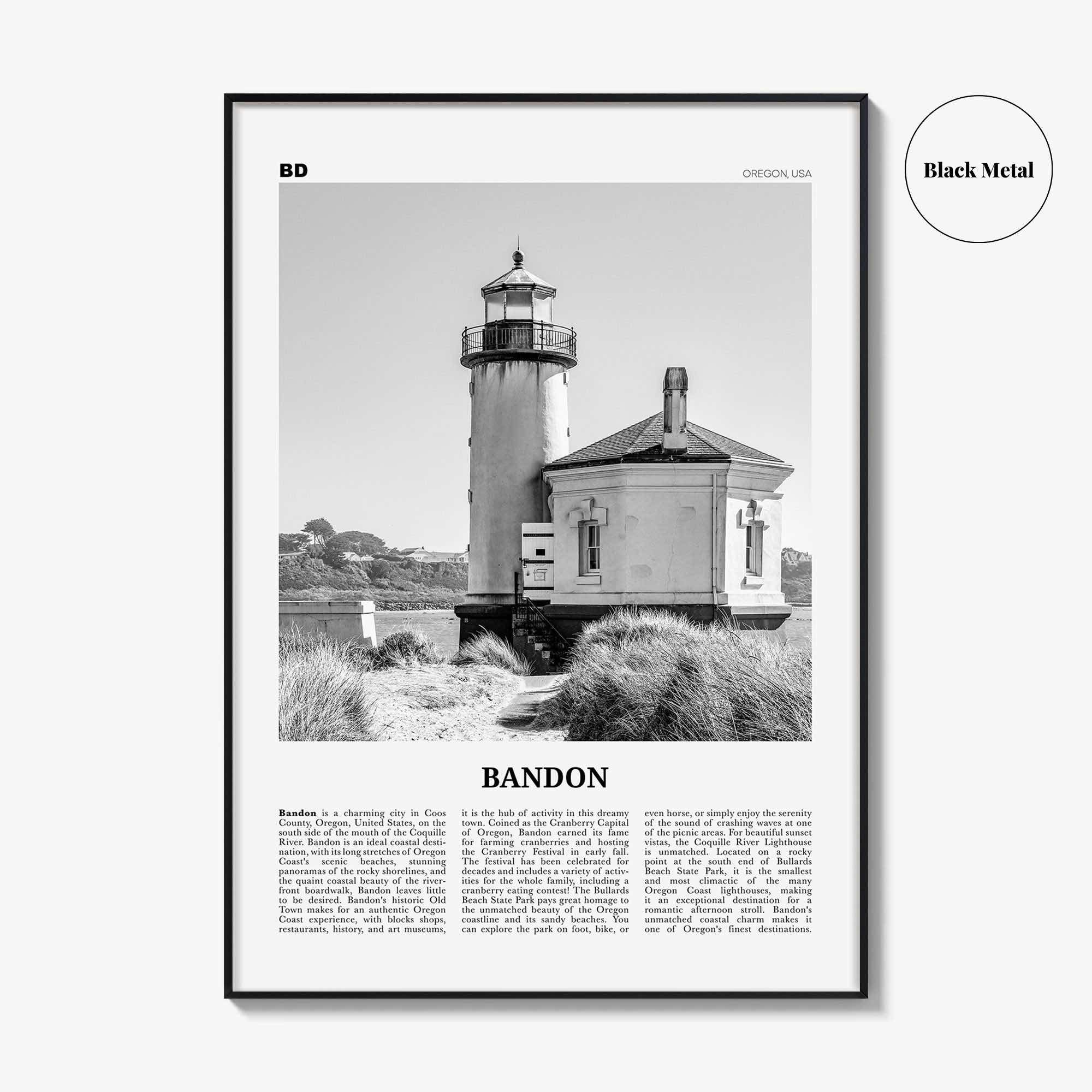 Bandon Print Black and White, Bandon Wall Art, Bandon Poster, Bandon Photo, Bandon Wall Décor, Oregon, USA, United States, North America