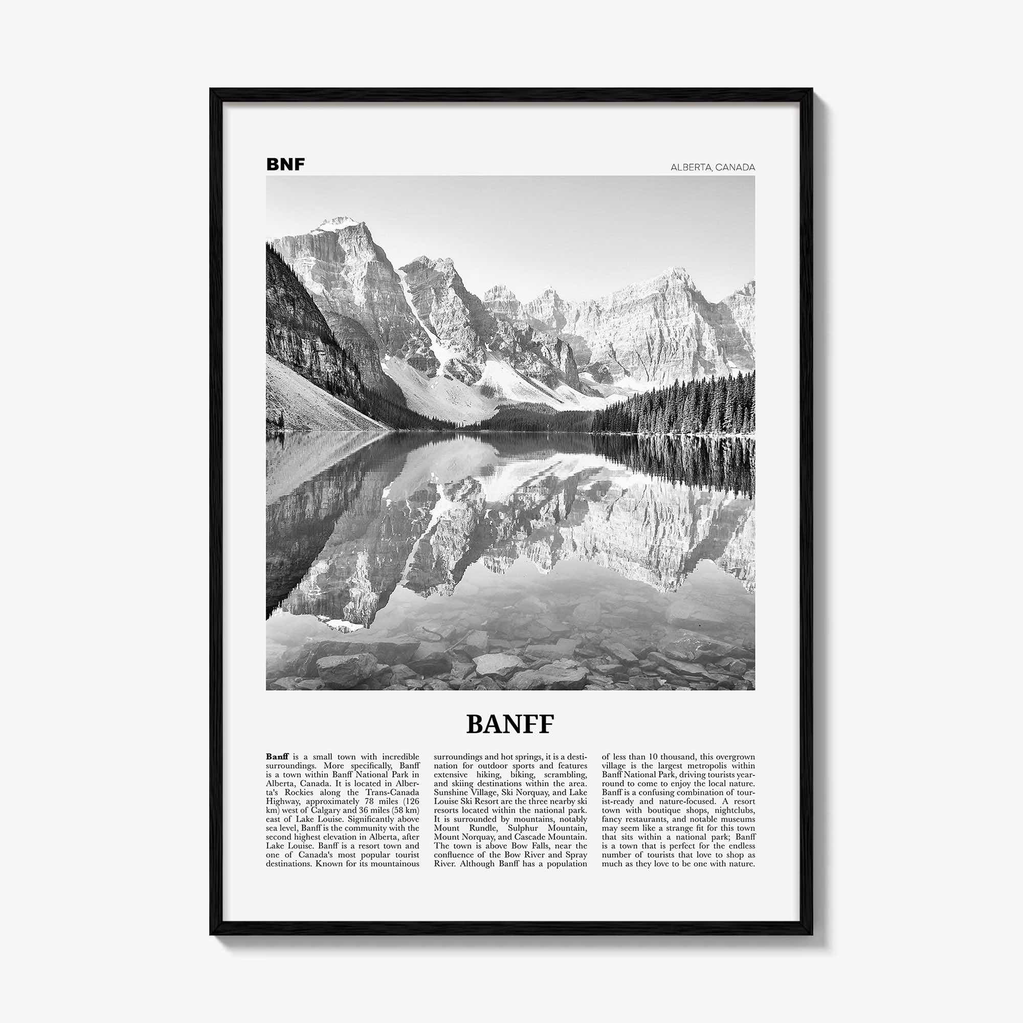 Banff Print Black and White No 1, Banff Wall Art, Banff Poster, Banff Photo, Banff Decor, Alberta, Canada, Jasper Canadian Rockies