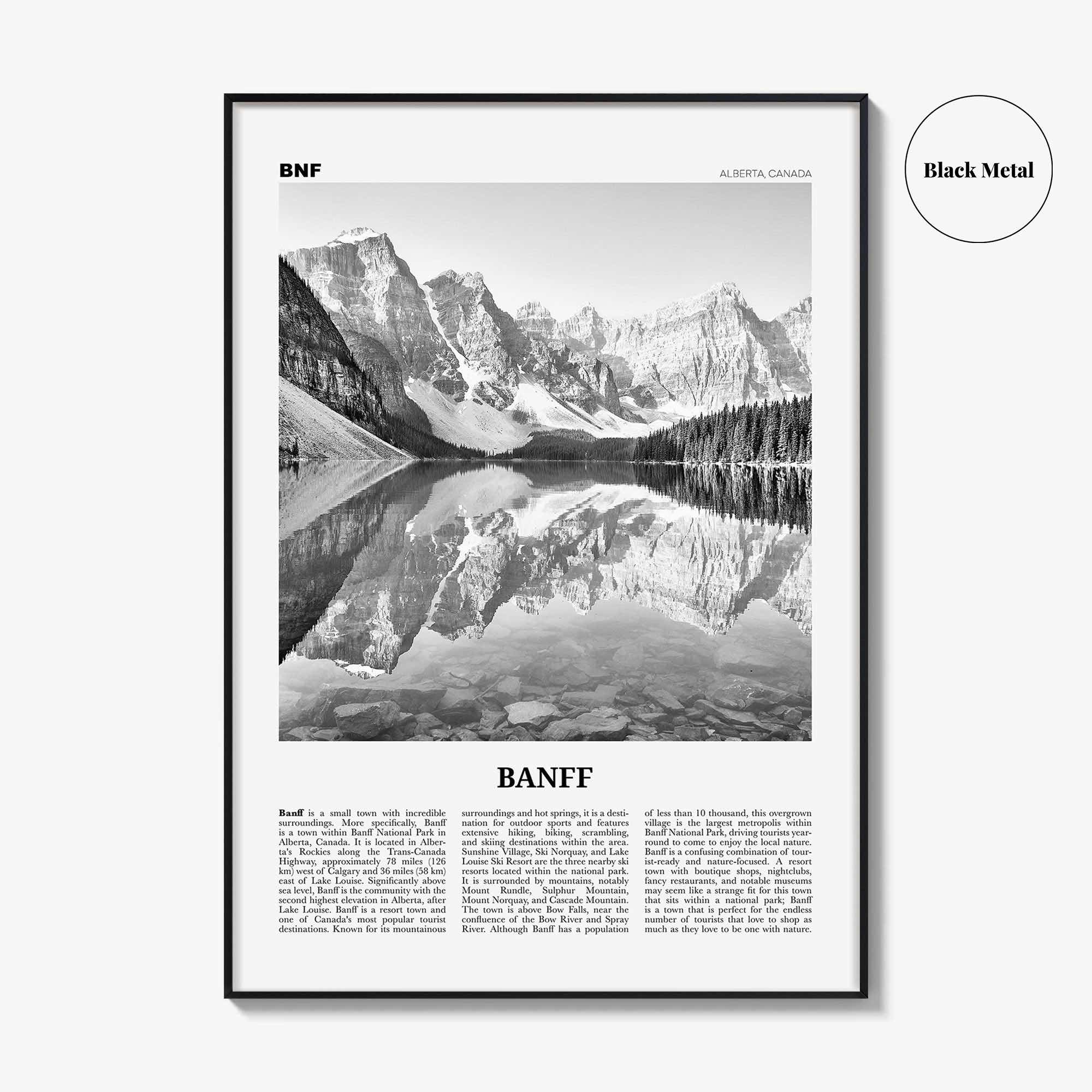 Banff Print Black and White No 1, Banff Wall Art, Banff Poster, Banff Photo, Banff Decor, Alberta, Canada, Jasper Canadian Rockies