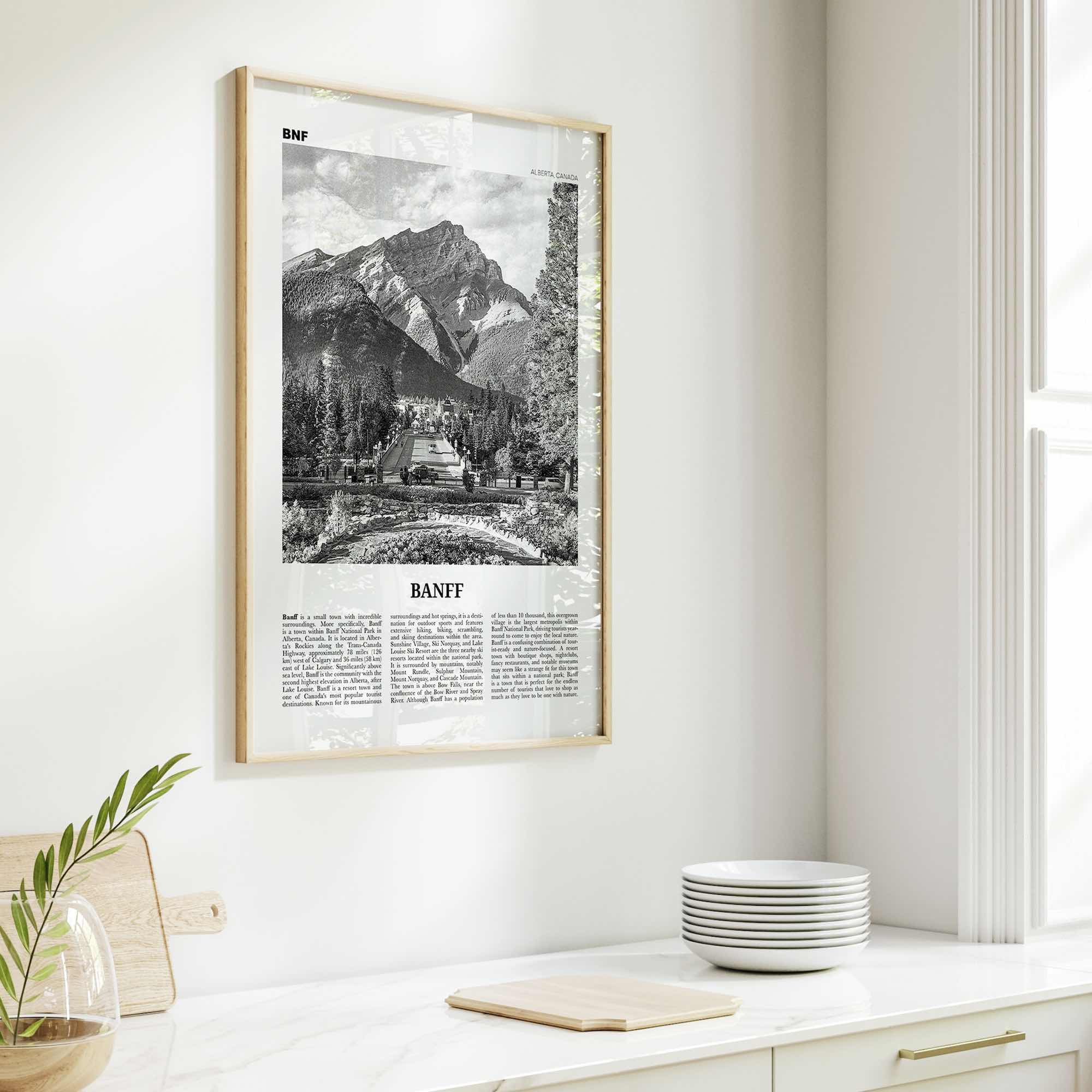 Banff Print Black and White No 2, Banff Wall Art, Banff Poster, Banff Photo, Banff Decor, Alberta, Canada, Jasper Canadian Rockies