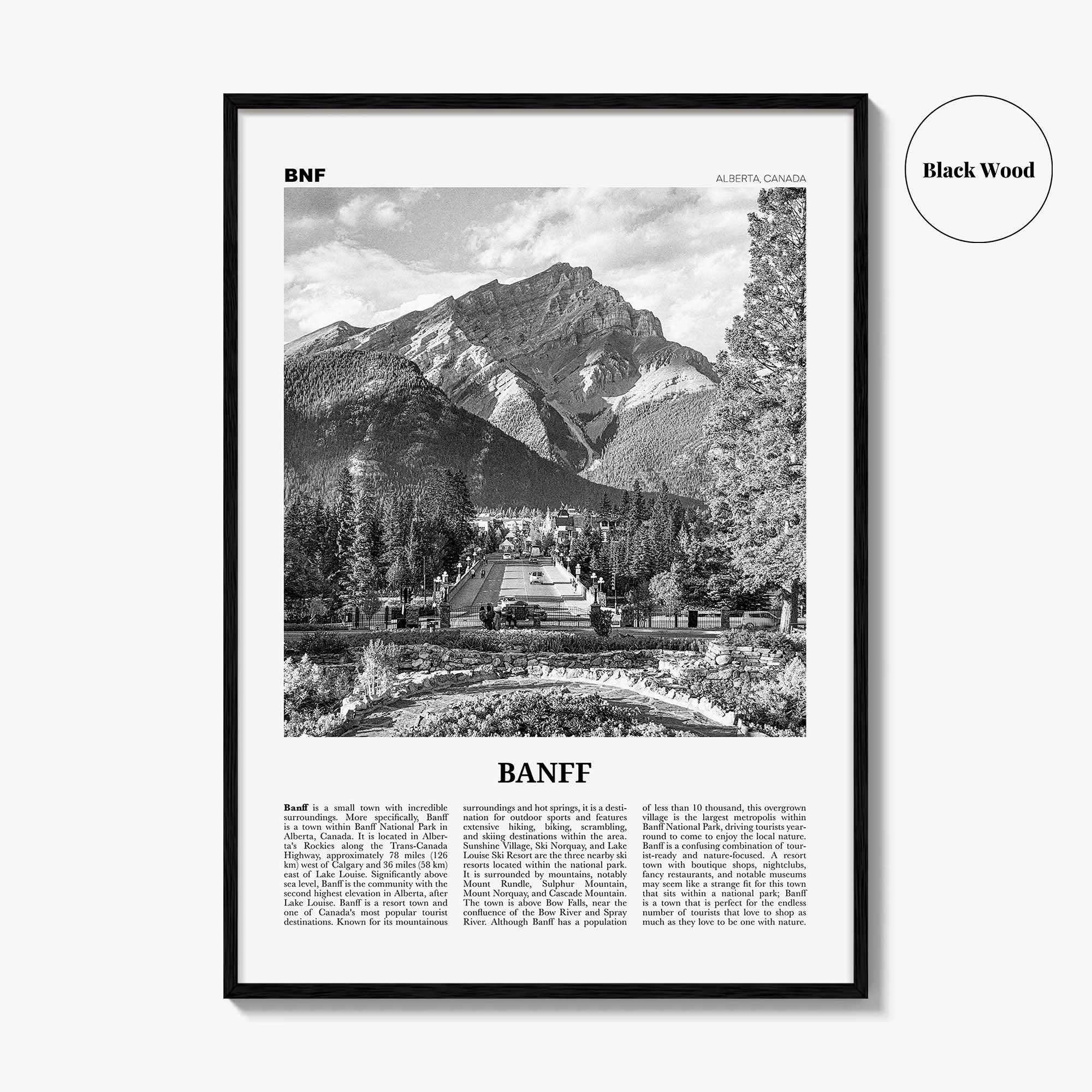 Banff Print Black and White No 2, Banff Wall Art, Banff Poster, Banff Photo, Banff Decor, Alberta, Canada, Jasper Canadian Rockies