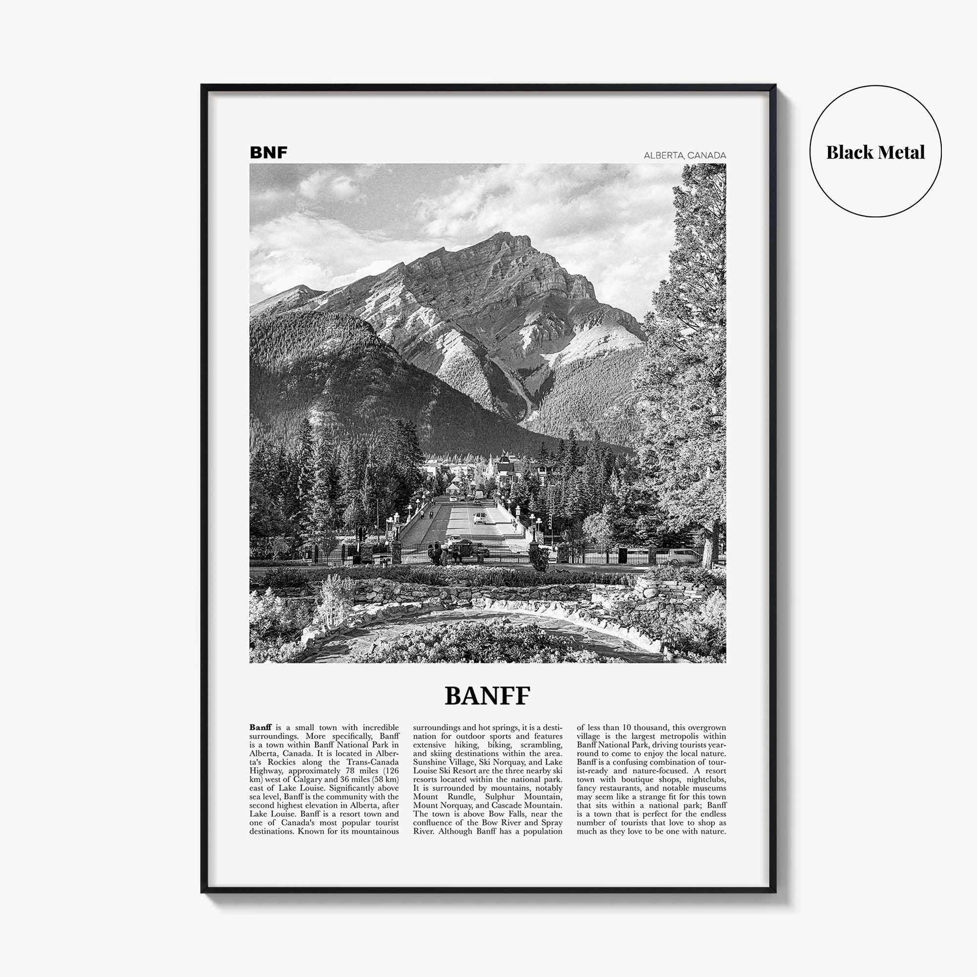 Banff Print Black and White No 2, Banff Wall Art, Banff Poster, Banff Photo, Banff Decor, Alberta, Canada, Jasper Canadian Rockies