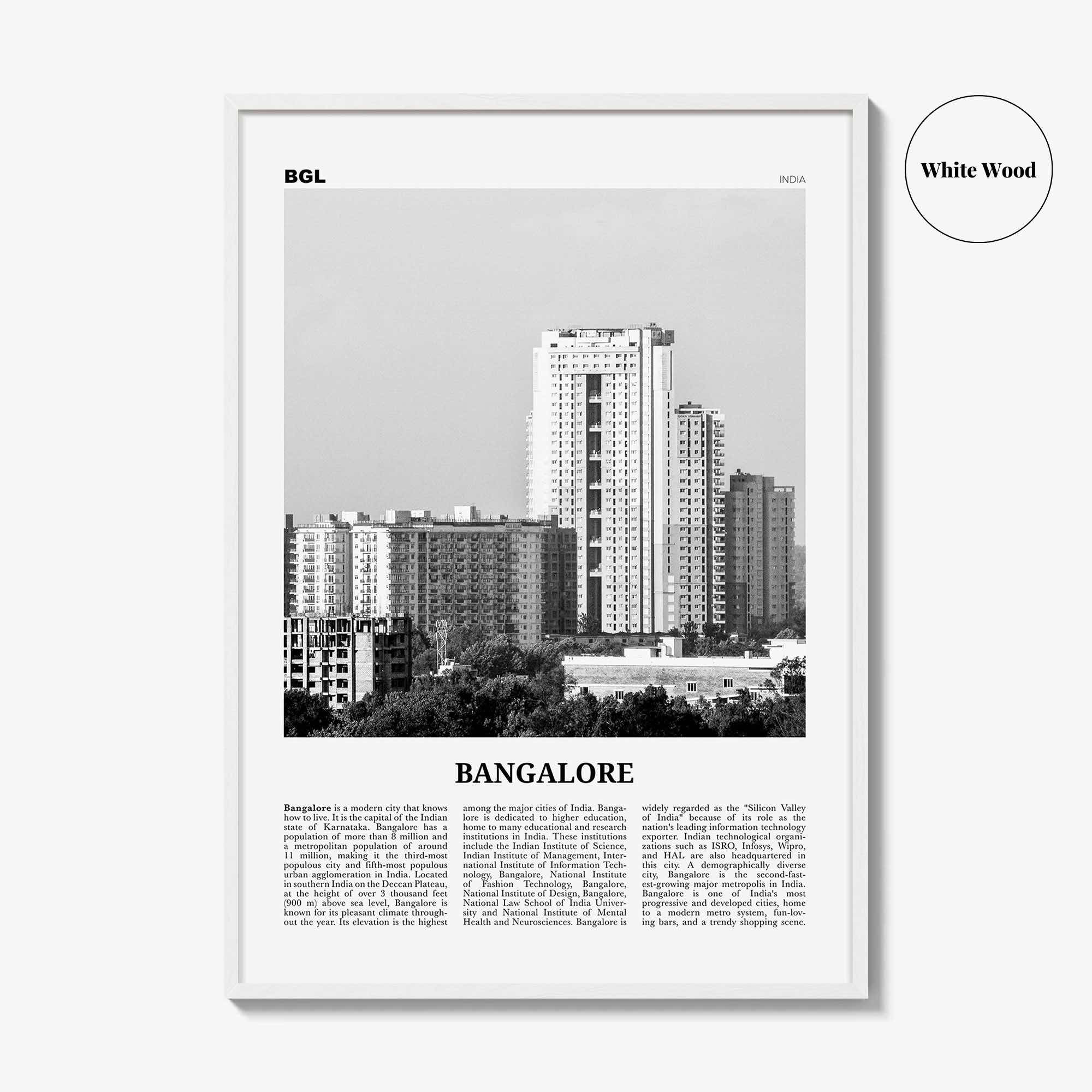 Bangalore Print Black and White, Bangalore Wall Art, Bangalore Poster, Bangalore Photo, Bangalore Decor, Bengaluru, India, Karnataka, Asia