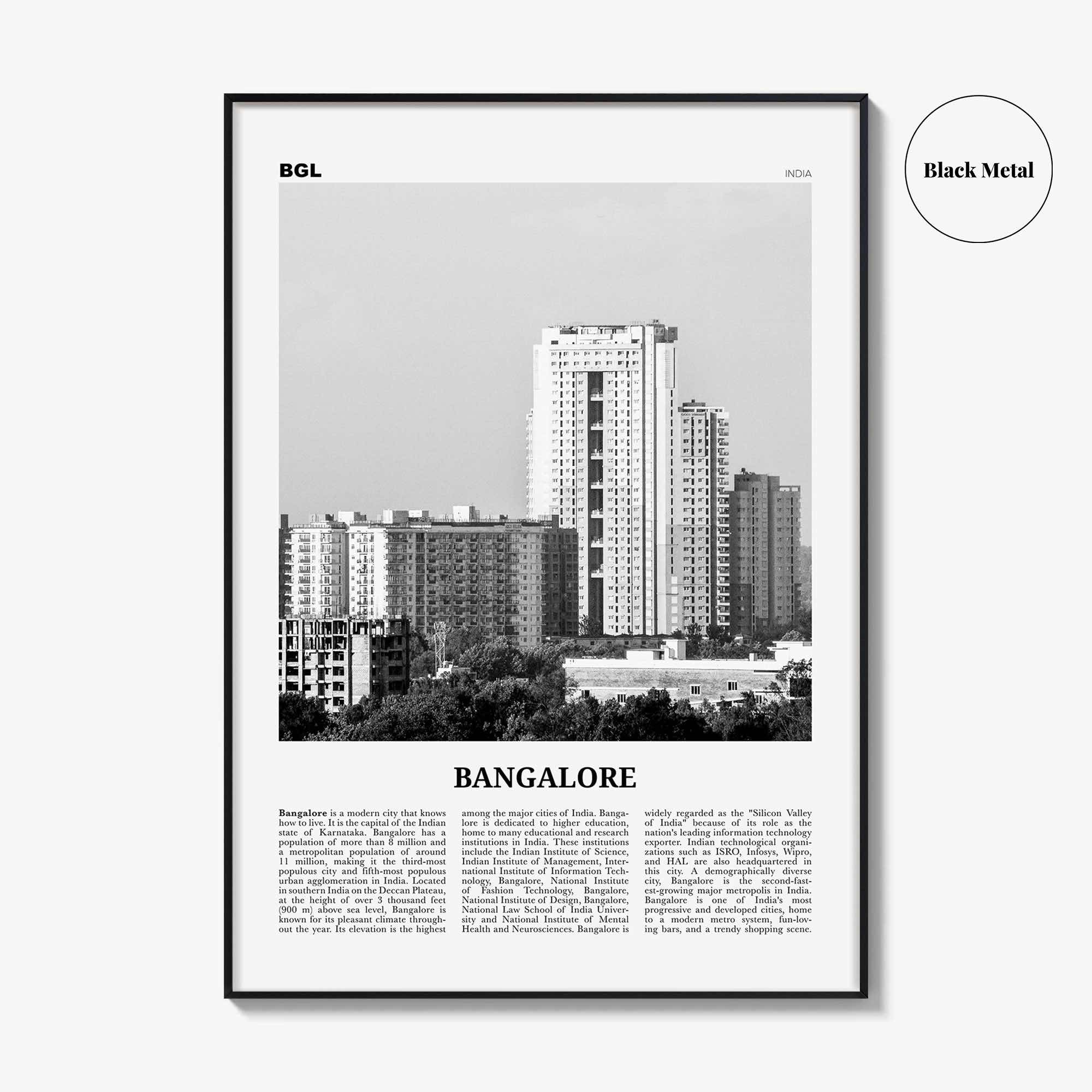 Bangalore Print Black and White, Bangalore Wall Art, Bangalore Poster, Bangalore Photo, Bangalore Decor, Bengaluru, India, Karnataka, Asia