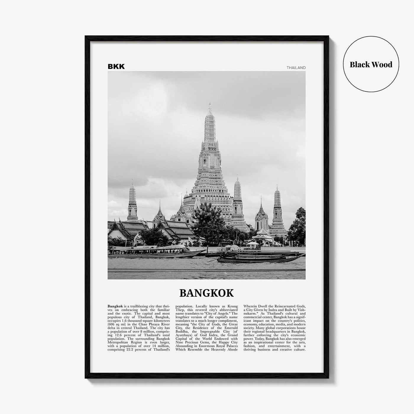 Bangkok Print Black and White No 1, Bangkok Wall Art, Bangkok Poster, Bangkok Photo, Bangkok Wall Decor, Thailand, Thai Krung, Thep, Asia