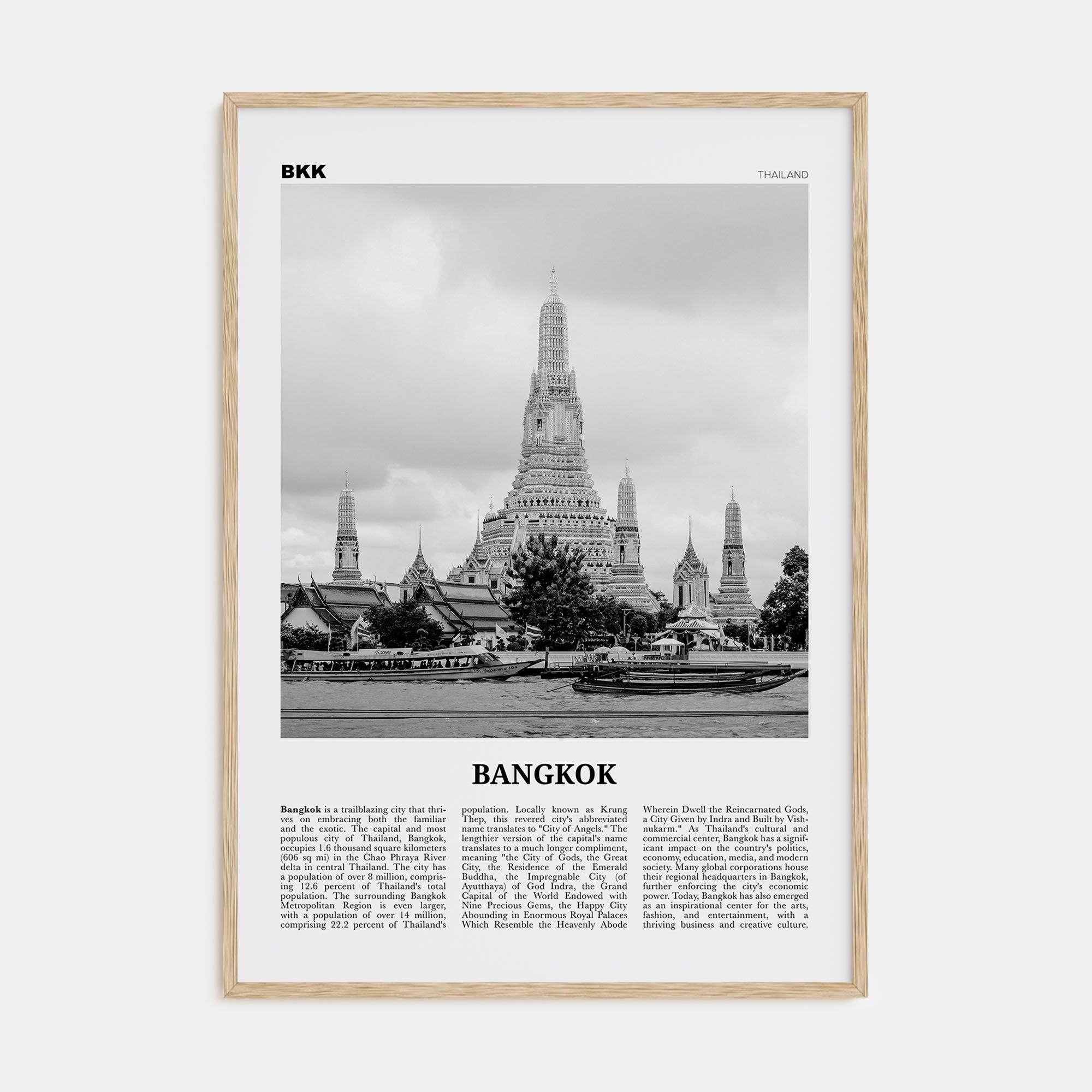 Bangkok Travel B&W No 1 Poster