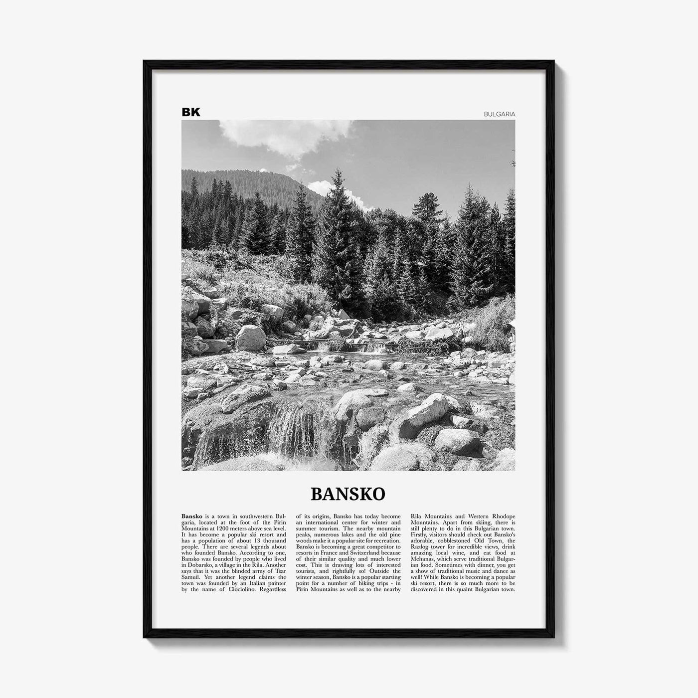 Bansko Print Black and White, Bansko Wall Art, Bansko Poster, Bansko Photo, Bansko Wall Décor, Банско, Bulgarian, Bulgaria, Blagoevgrad