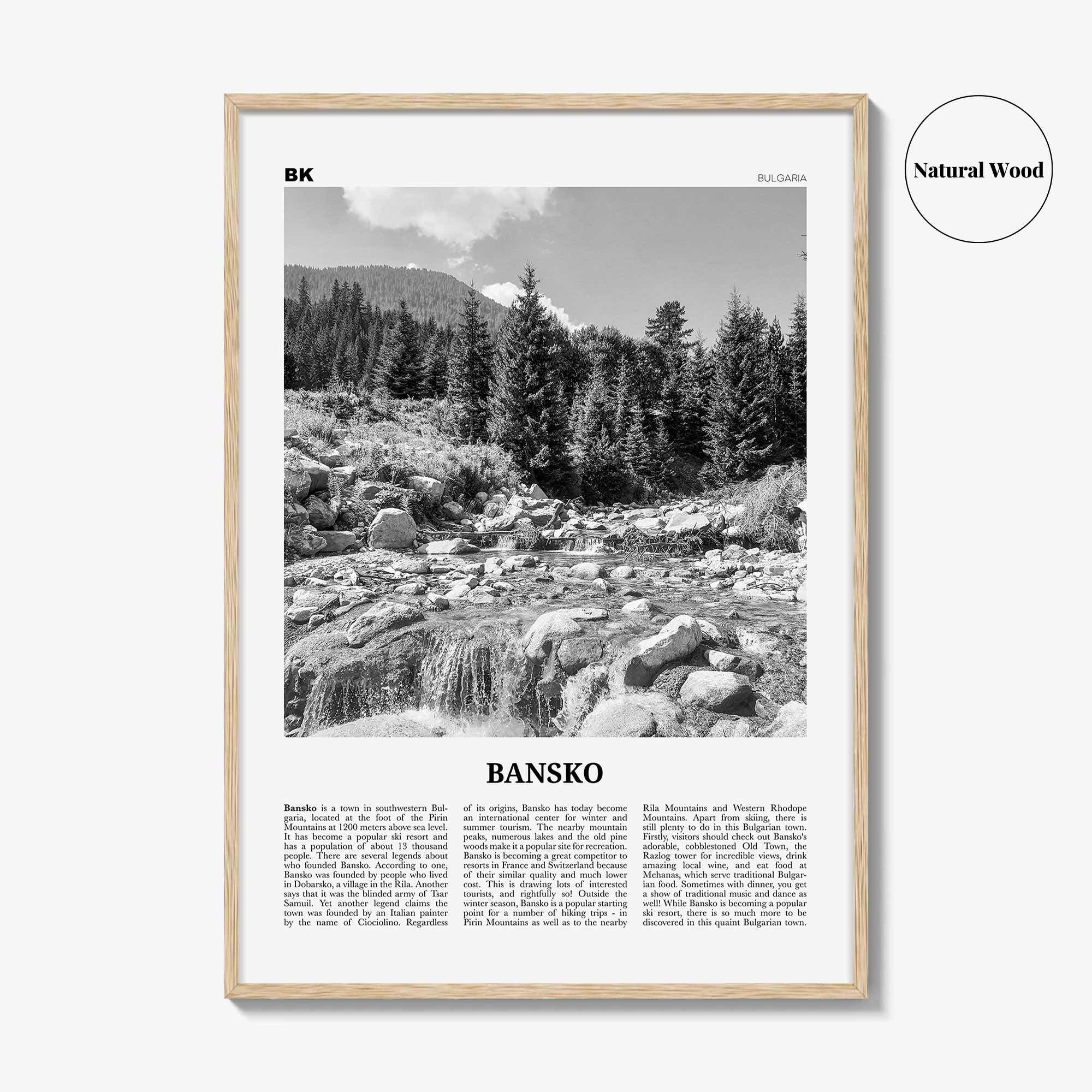 Bansko Print Black and White, Bansko Wall Art, Bansko Poster, Bansko Photo, Bansko Wall Décor, Банско, Bulgarian, Bulgaria, Blagoevgrad