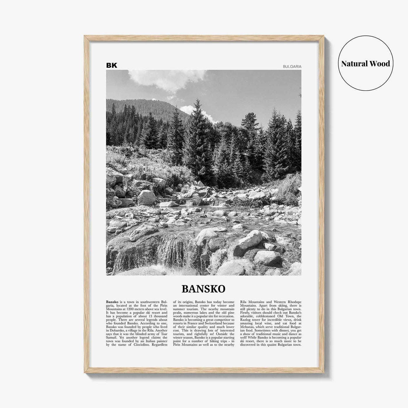 Bansko Print Black and White, Bansko Wall Art, Bansko Poster, Bansko Photo, Bansko Wall Décor, Банско, Bulgarian, Bulgaria, Blagoevgrad