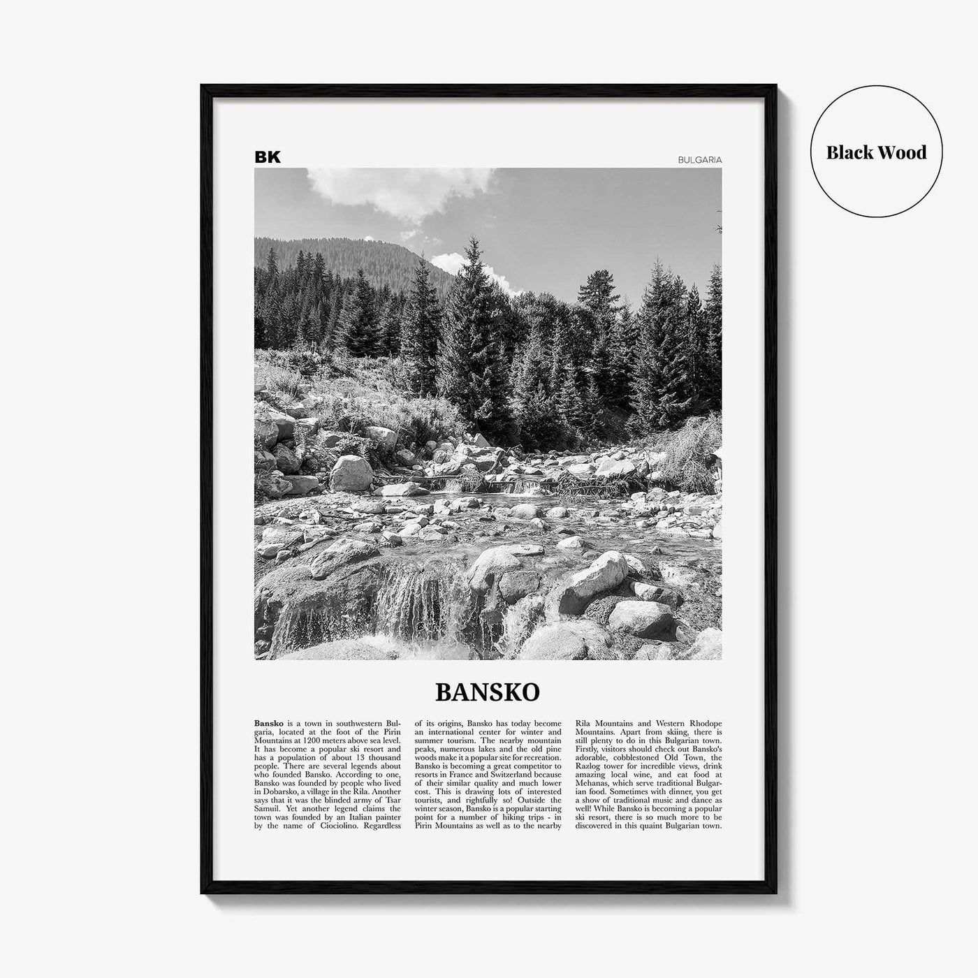 Bansko Print Black and White, Bansko Wall Art, Bansko Poster, Bansko Photo, Bansko Wall Décor, Банско, Bulgarian, Bulgaria, Blagoevgrad