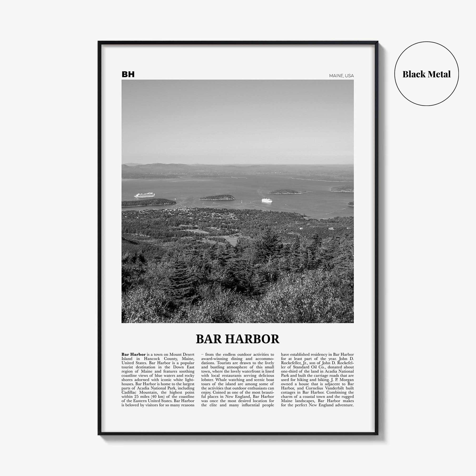 Bar Harbor Print Black and White, Bar Harbor Wall Art, Bar Harbor Poster, Bar Harbor Photo, Bar Harbor Wall Décor, Maine, USA, United States