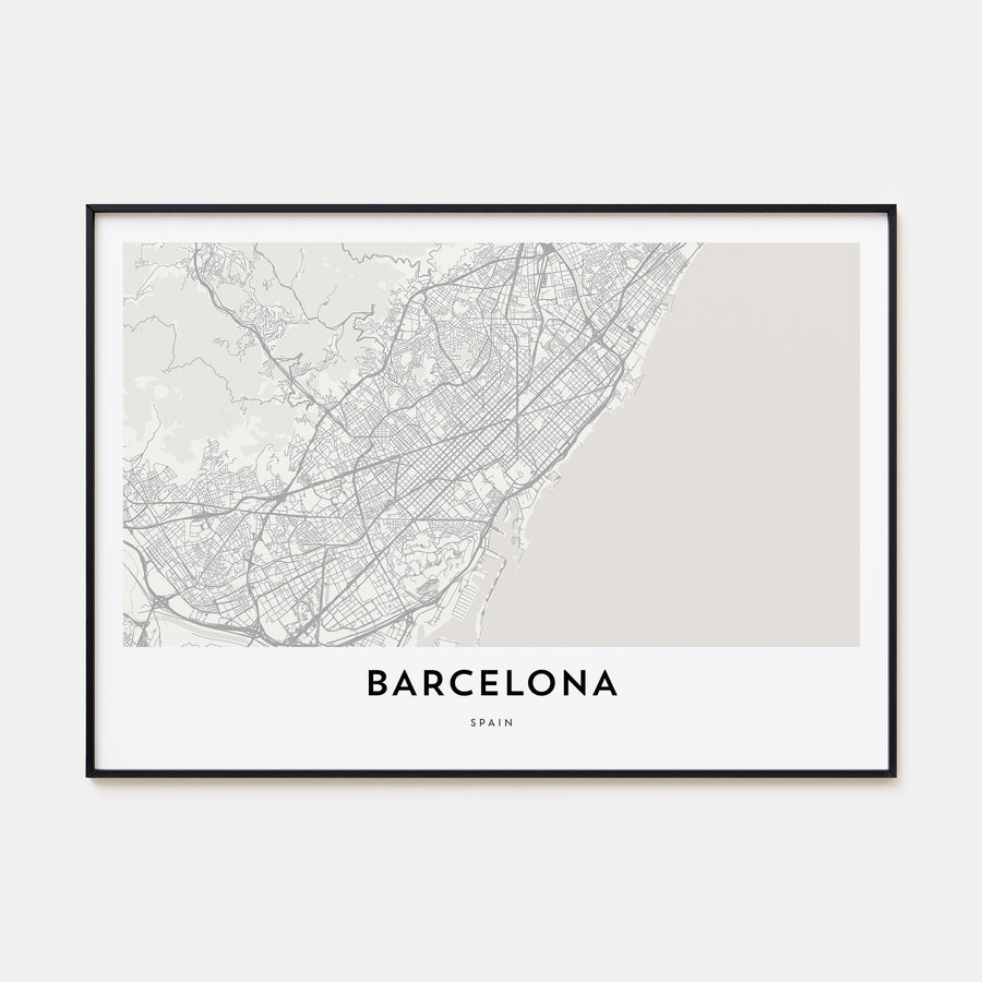 Barcelona Map Landscape Poster