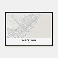 Barcelona Map Landscape Poster