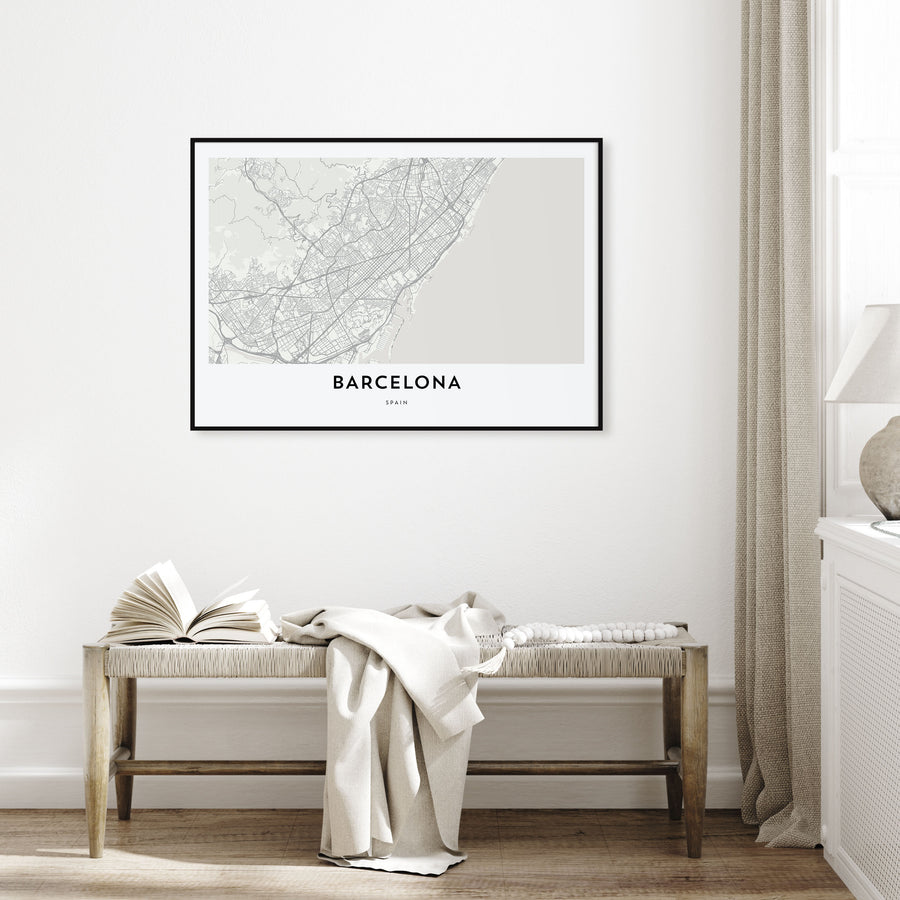 Barcelona Map Landscape Poster