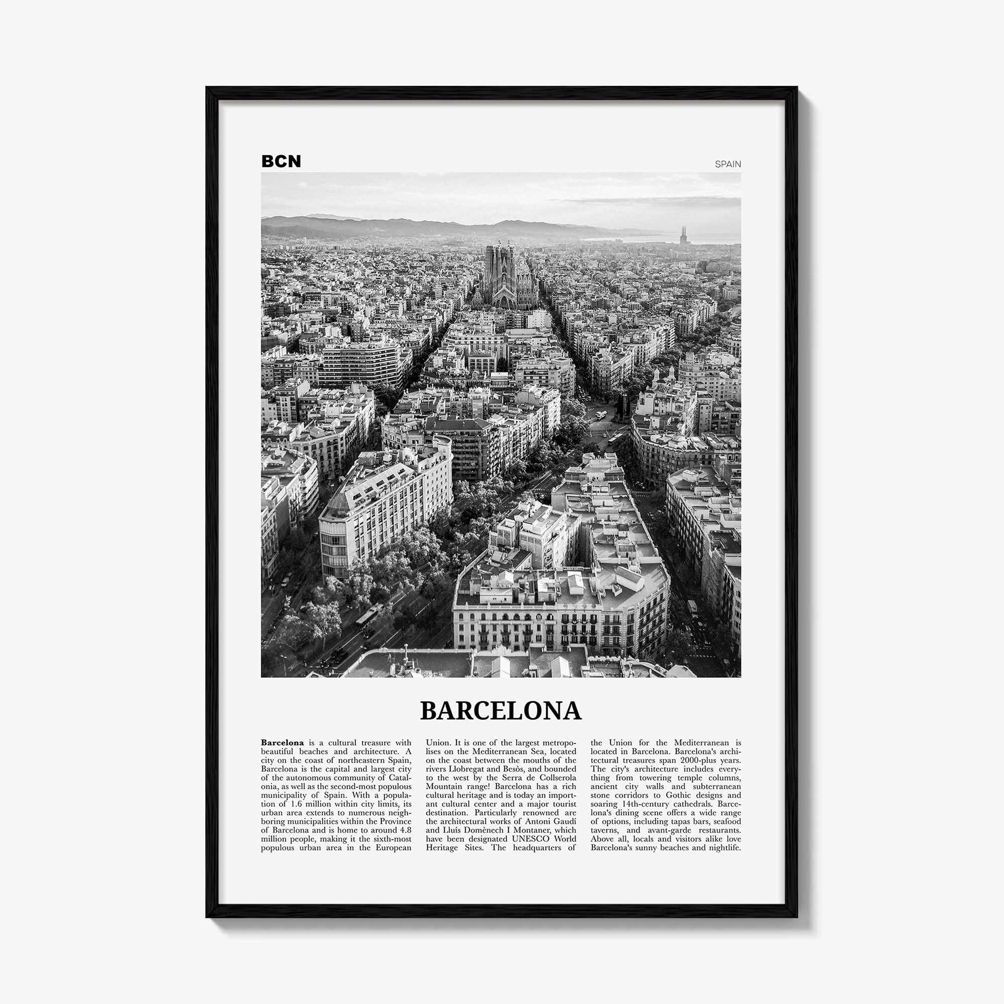 Barcelona Print Black and White No 1, Barcelona Wall Art, Barcelona Poster, Barcelona Photo, Barcelona Decor, Catalonia, Spain, España