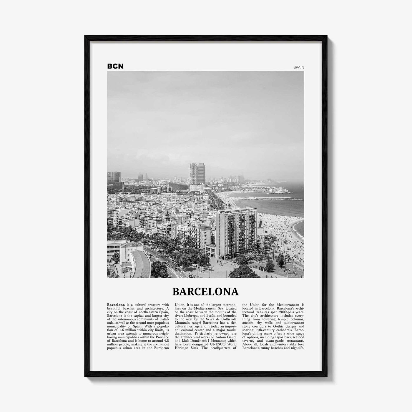 Barcelona Print Black and White No 2, Barcelona Wall Art, Barcelona Poster, Barcelona Photo, Barcelona Decor, Catalonia, Spain, España