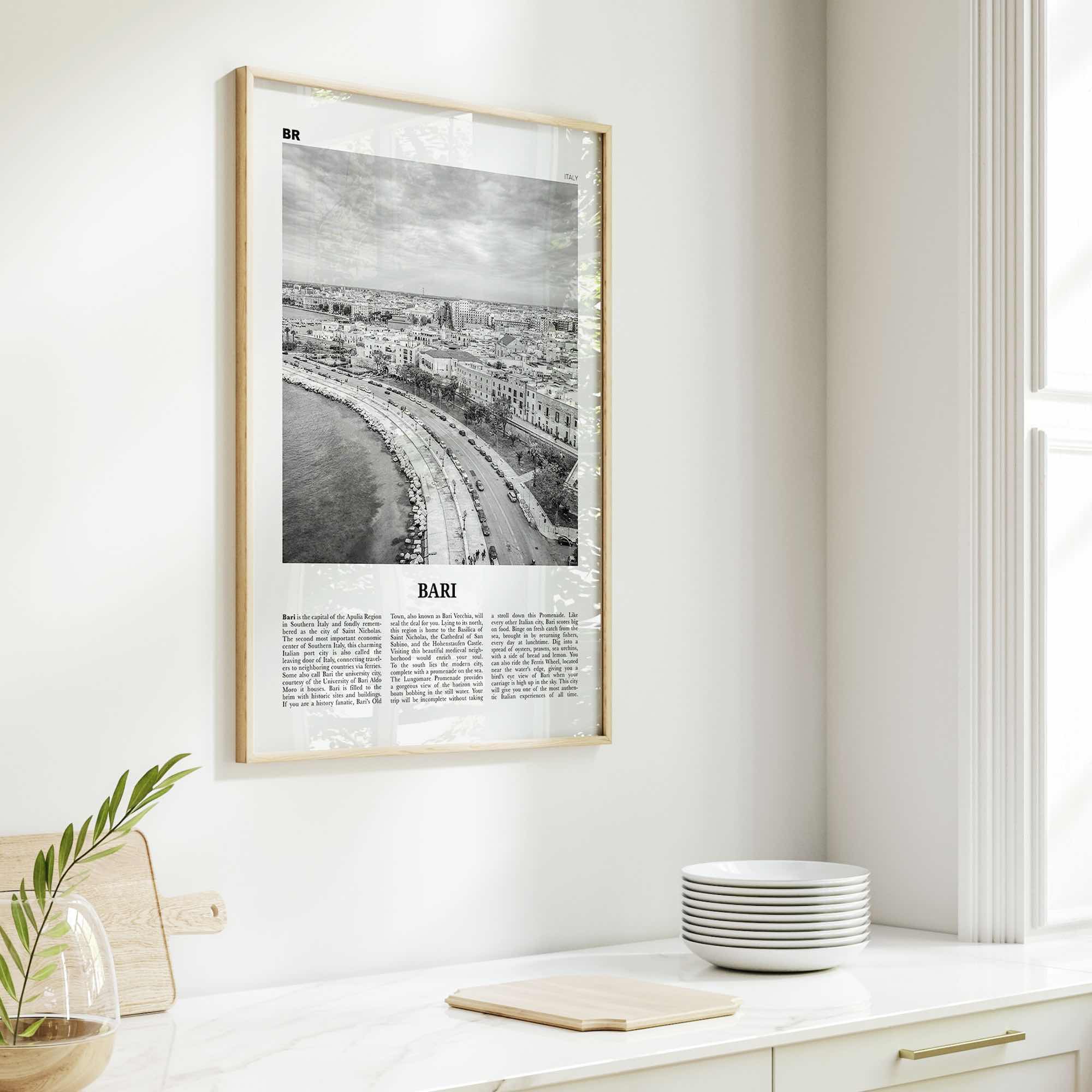 Bari Print Black and White, Bari Wall Art, Bari Poster, Bari Photo, Bari Wall Décor, Italia, Italy, Apulia, Bare, Varion