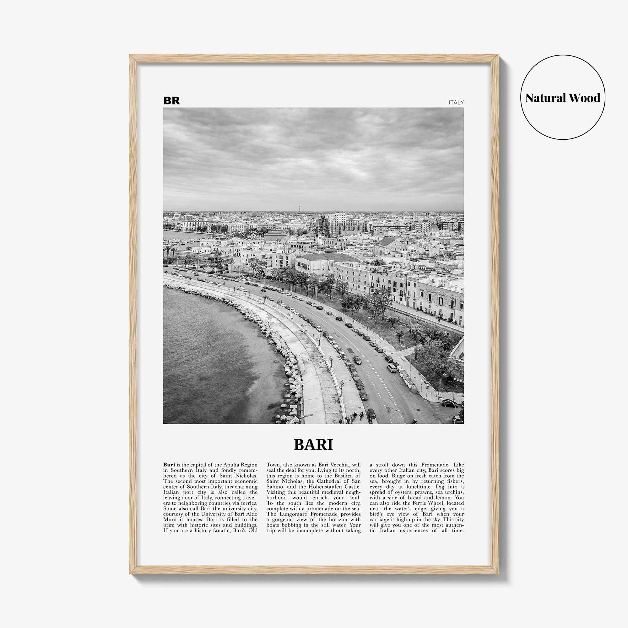 Bari Print Black and White, Bari Wall Art, Bari Poster, Bari Photo, Bari Wall Décor, Italia, Italy, Apulia, Bare, Varion