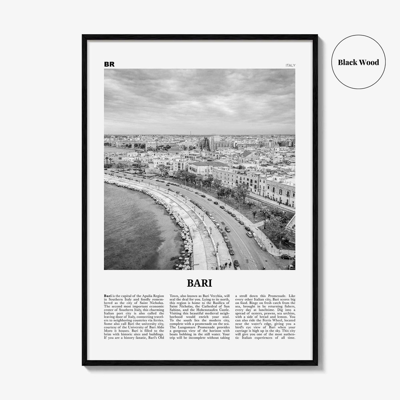Bari Print Black and White, Bari Wall Art, Bari Poster, Bari Photo, Bari Wall Décor, Italia, Italy, Apulia, Bare, Varion
