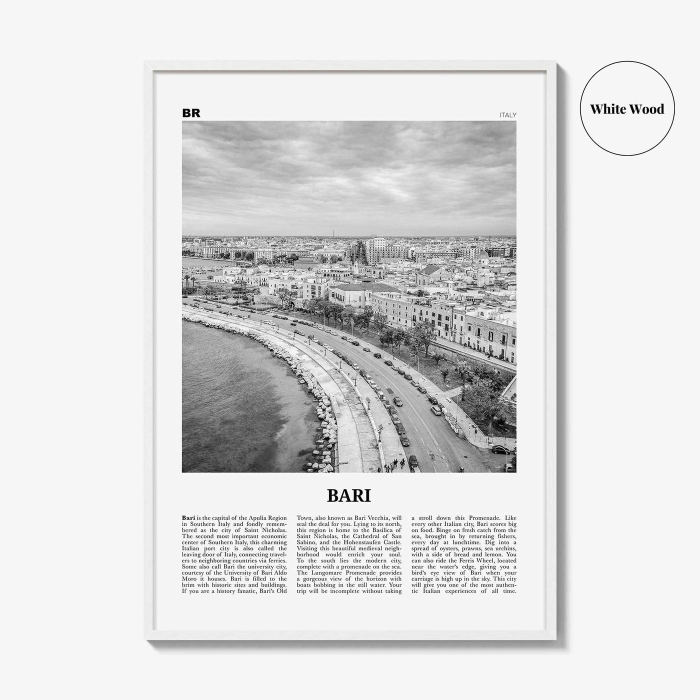 Bari Print Black and White, Bari Wall Art, Bari Poster, Bari Photo, Bari Wall Décor, Italia, Italy, Apulia, Bare, Varion