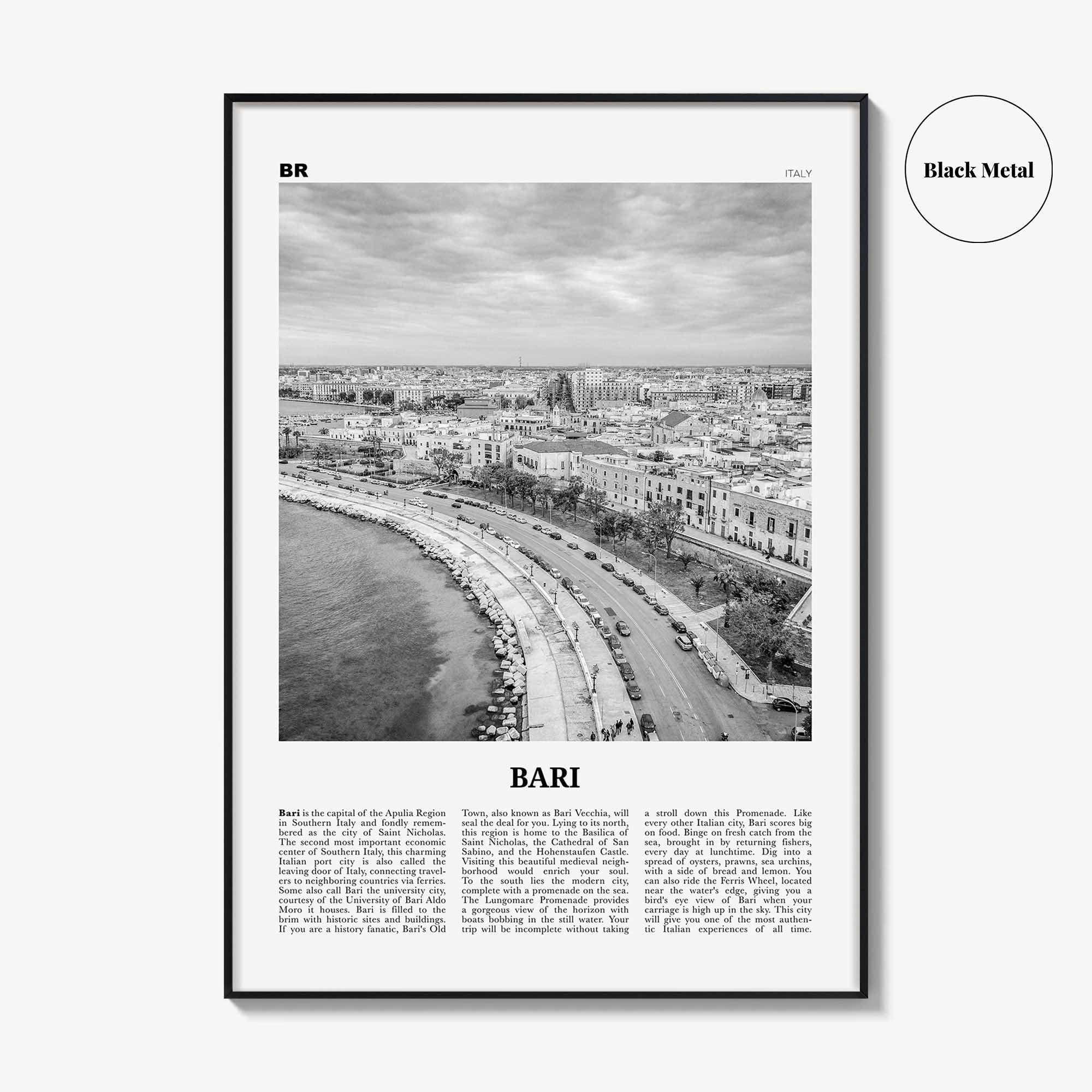 Bari Print Black and White, Bari Wall Art, Bari Poster, Bari Photo, Bari Wall Décor, Italia, Italy, Apulia, Bare, Varion