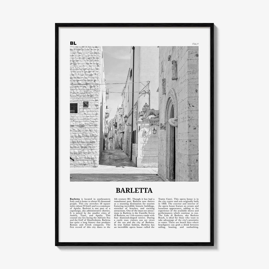 Barletta Print Black and White, Barletta Wall Art, Barletta Poster, Barletta Photo, Barletta Wall Décor, Barletta Map, Italy