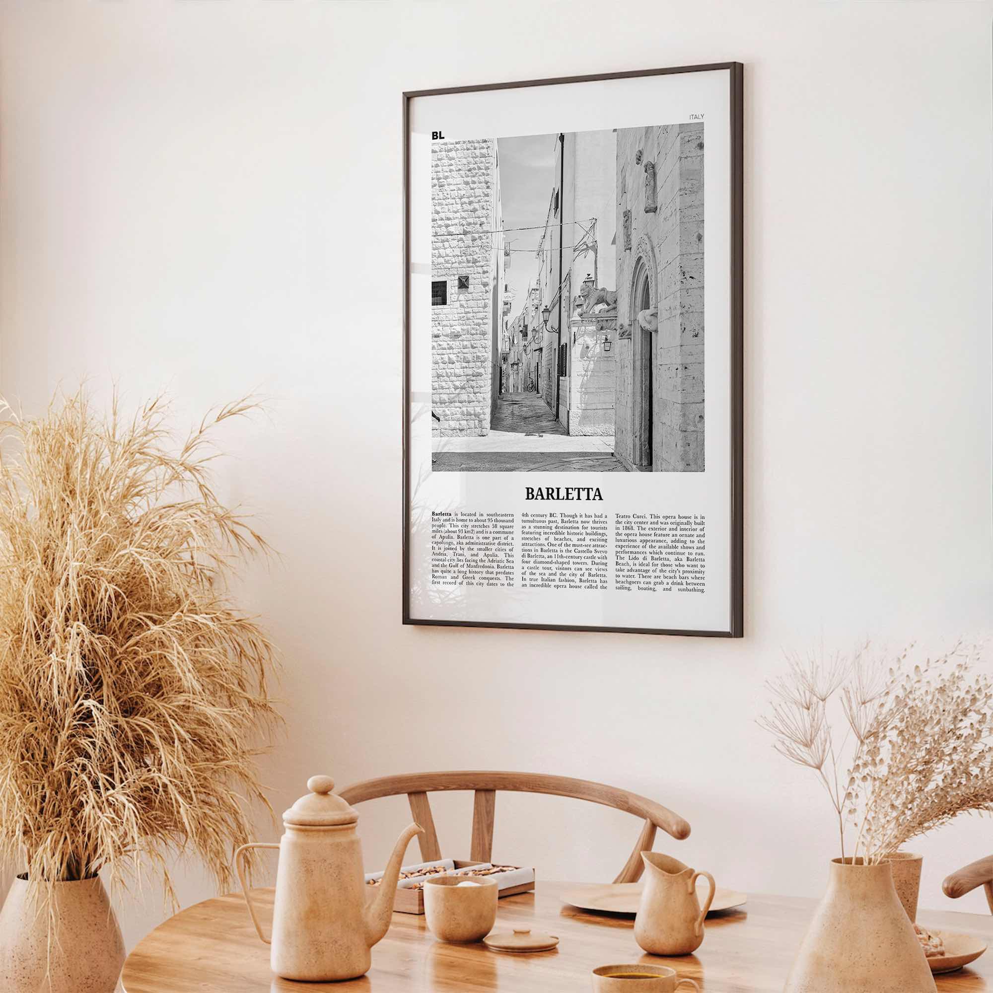 Barletta Print Black and White, Barletta Wall Art, Barletta Poster, Barletta Photo, Barletta Wall Décor, Barletta Map, Italy