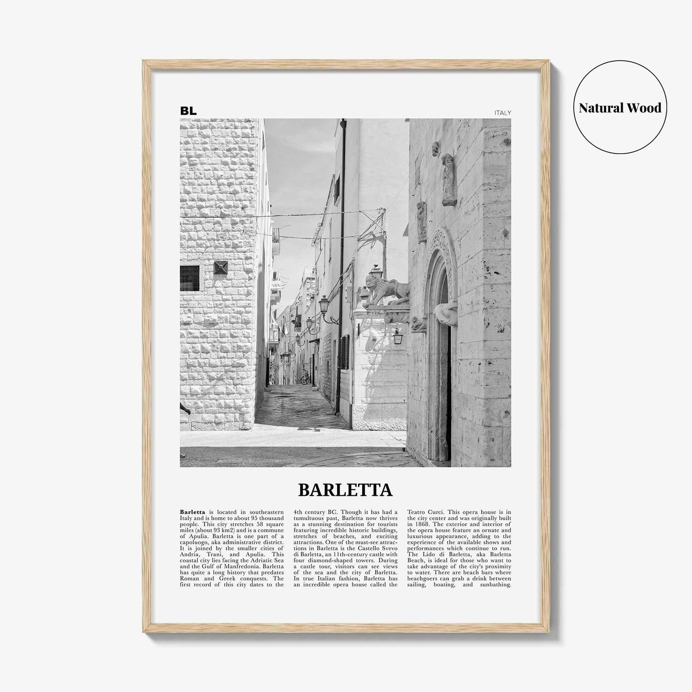 Barletta Print Black and White, Barletta Wall Art, Barletta Poster, Barletta Photo, Barletta Wall Décor, Barletta Map, Italy