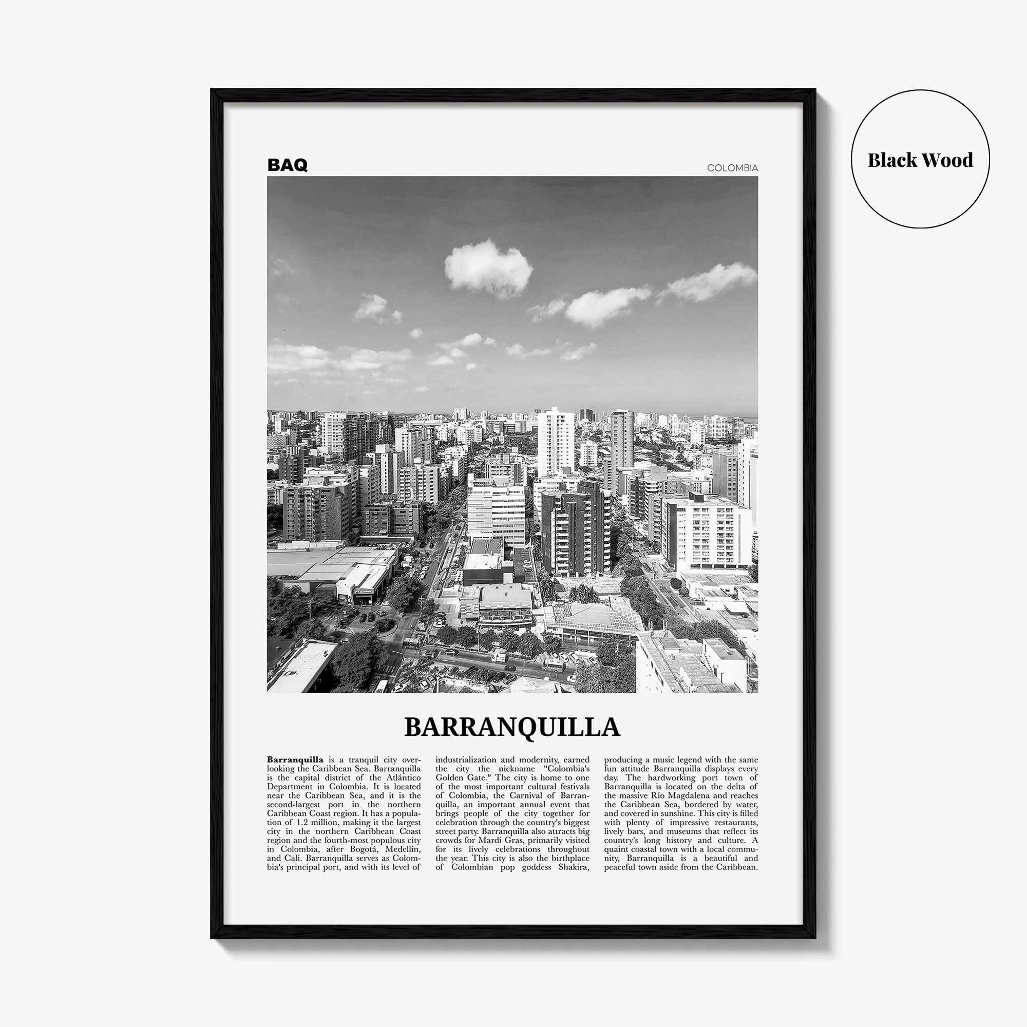 Barranquilla Print Black and White, Barranquilla Wall Art, Barranquilla Poster, Barranquilla Photo, Colombia, Atlántico, South America