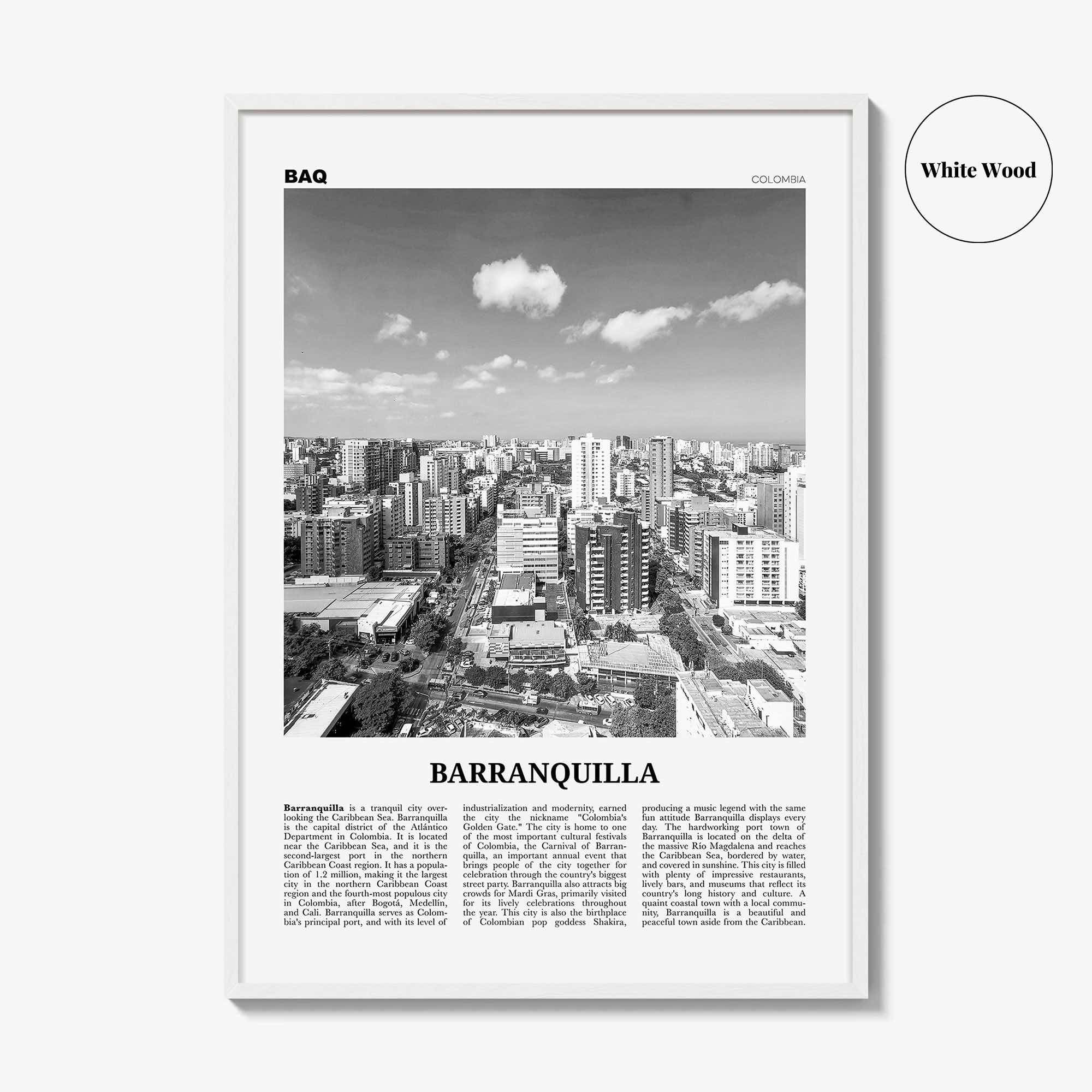 Barranquilla Print Black and White, Barranquilla Wall Art, Barranquilla Poster, Barranquilla Photo, Colombia, Atlántico, South America