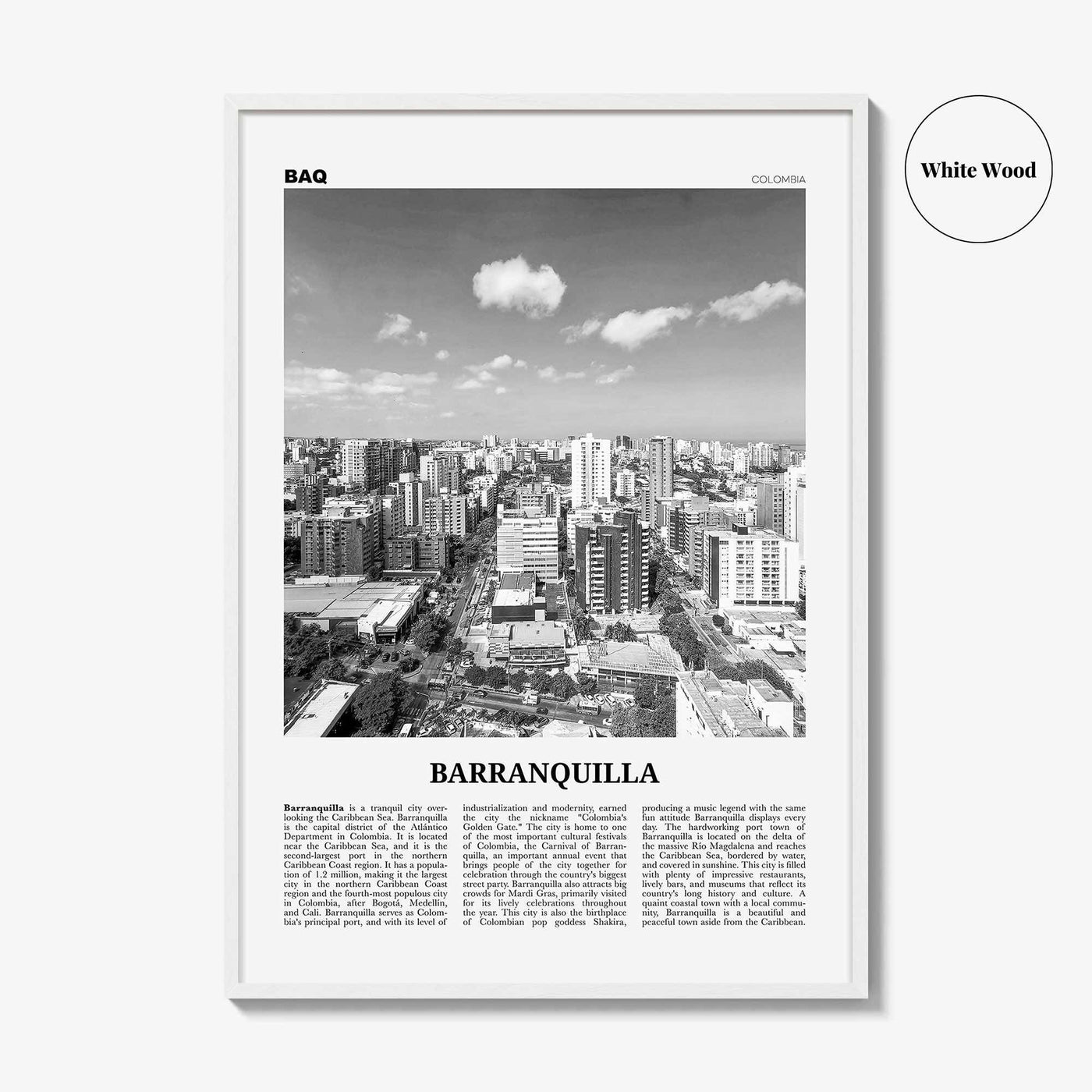 Barranquilla Print Black and White, Barranquilla Wall Art, Barranquilla Poster, Barranquilla Photo, Colombia, Atlántico, South America
