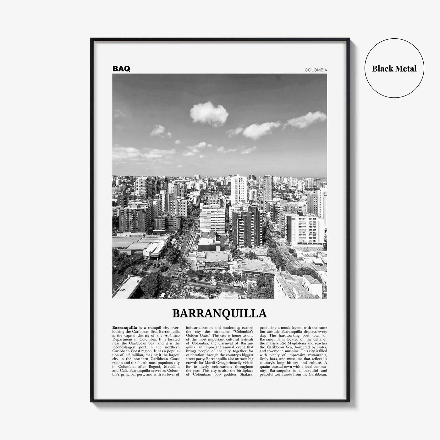 Barranquilla Print Black and White, Barranquilla Wall Art, Barranquilla Poster, Barranquilla Photo, Colombia, Atlántico, South America