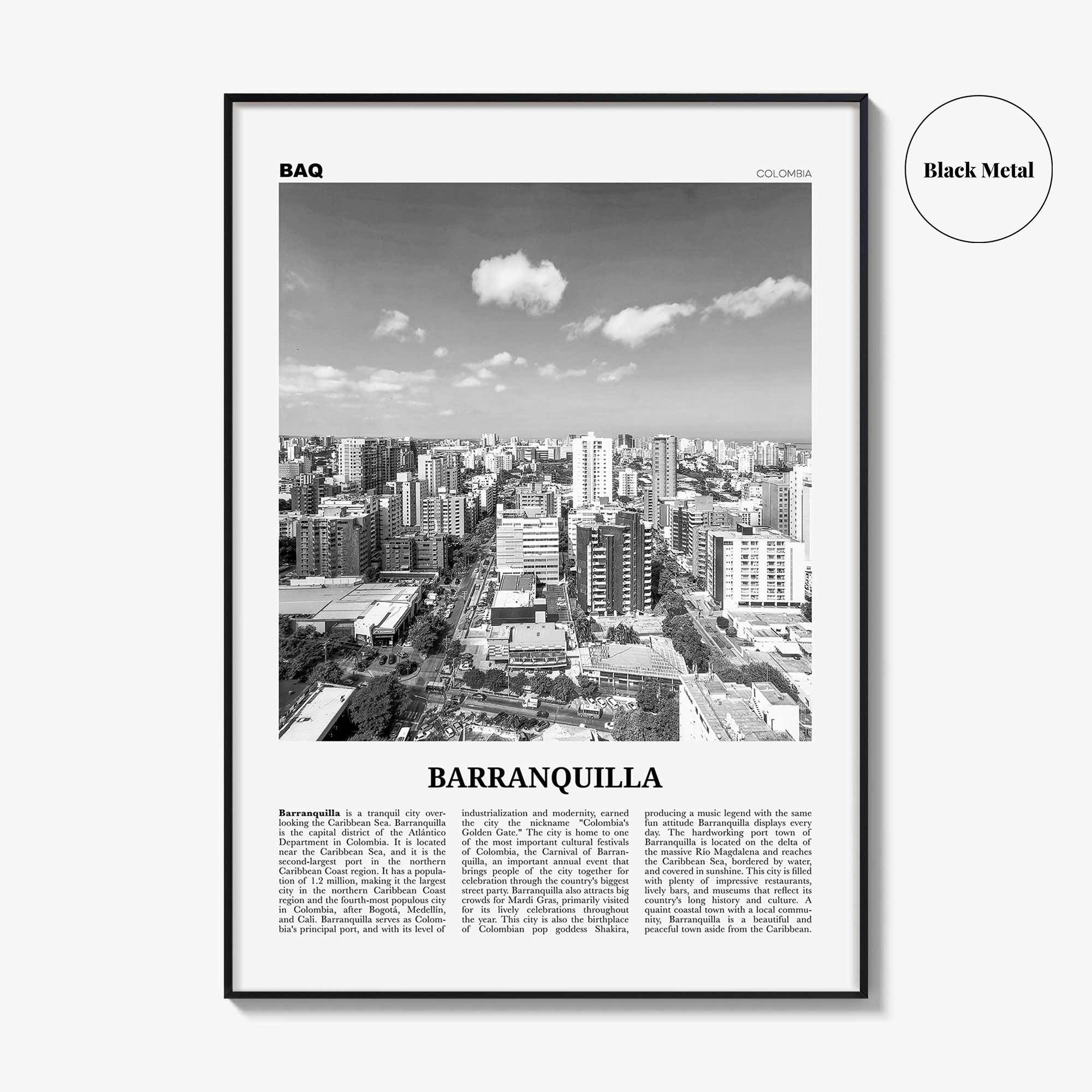 Barranquilla Print Black and White, Barranquilla Wall Art, Barranquilla Poster, Barranquilla Photo, Colombia, Atlántico, South America