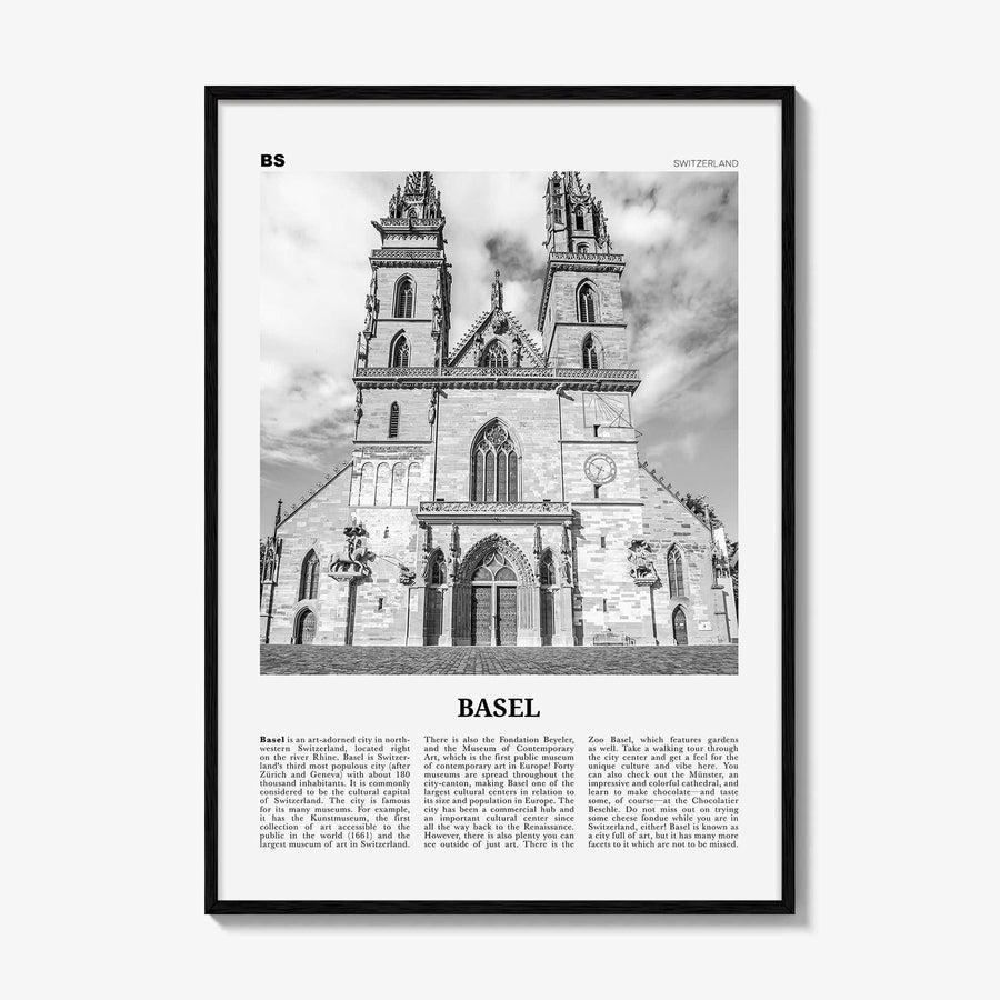 Basel Print Black and White No 2, Basel Wall Art, Basel Poster, Basel Photo, Basel Wall Décor, Basel Map, Switzerland