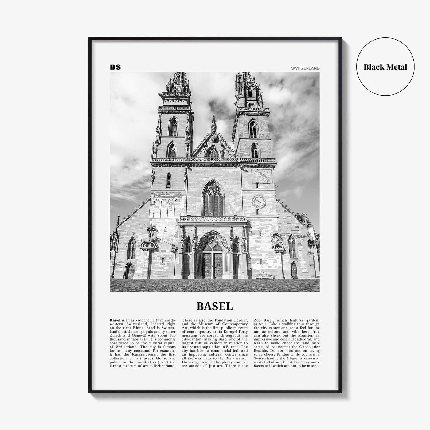 Basel Print Black and White No 2, Basel Wall Art, Basel Poster, Basel Photo, Basel Wall Décor, Basel Map, Switzerland