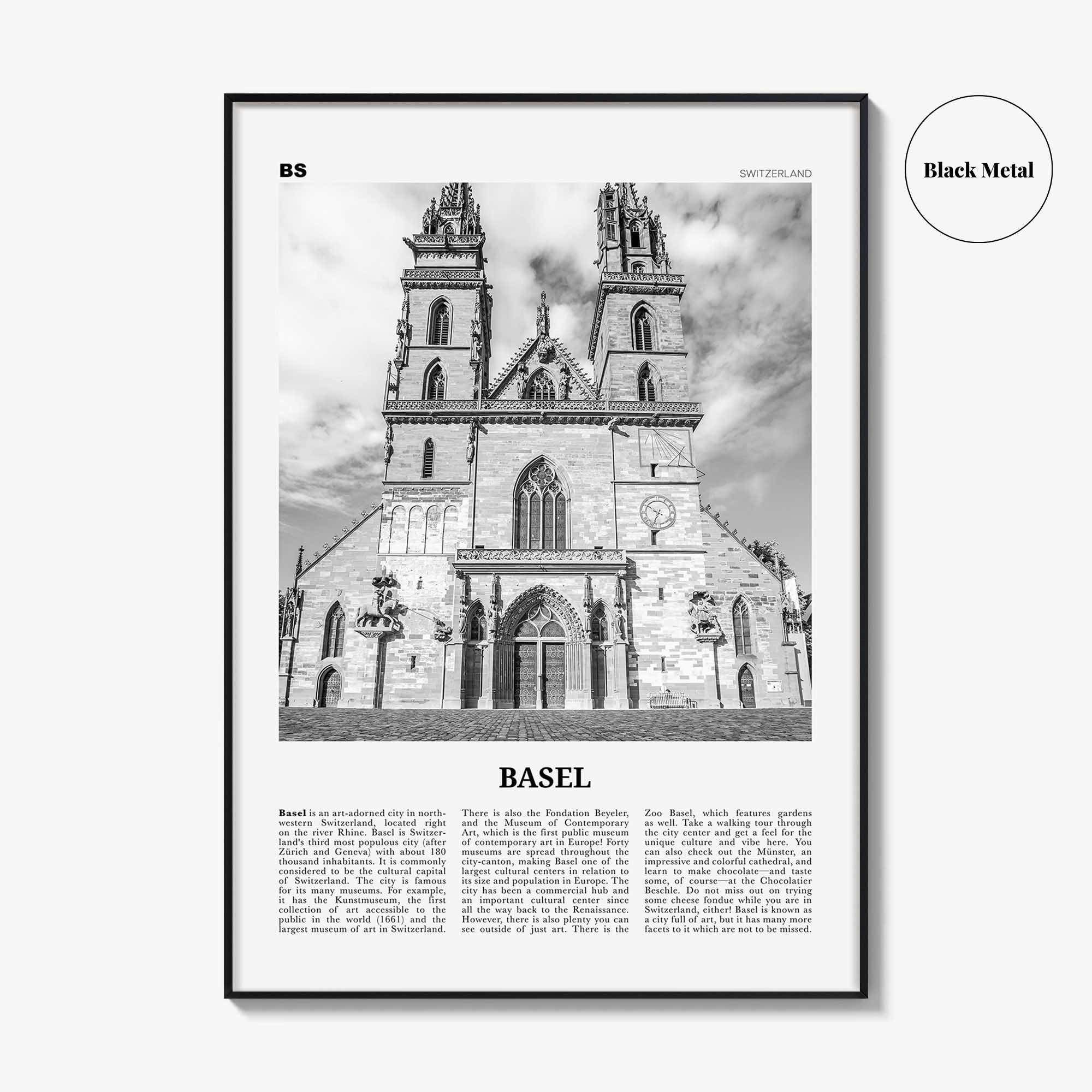 Basel Print Black and White No 2, Basel Wall Art, Basel Poster, Basel Photo, Basel Wall Décor, Basel Map, Switzerland