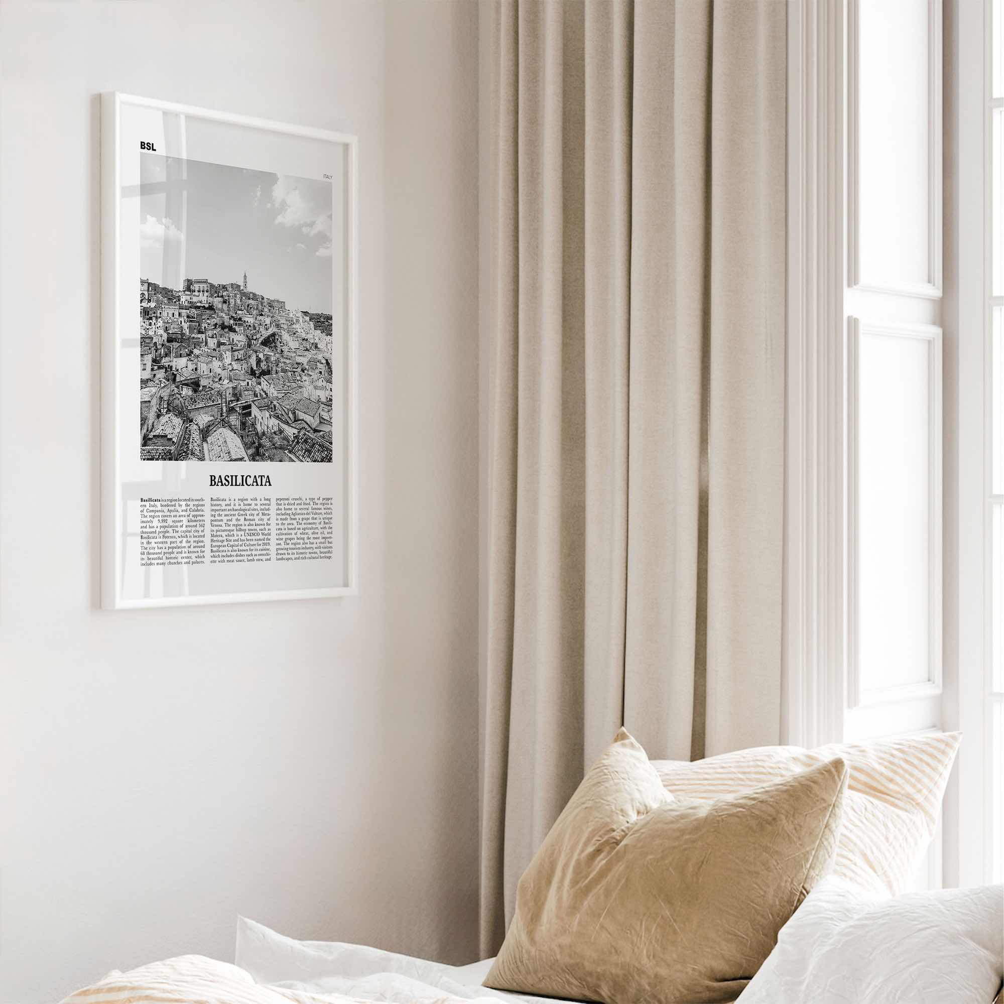 Basilicata Print Black and White, Basilicata Wall Art, Basilicata Poster, Basilicata Photo, Basilicata Wall Décor, Basilicata Map, Italy