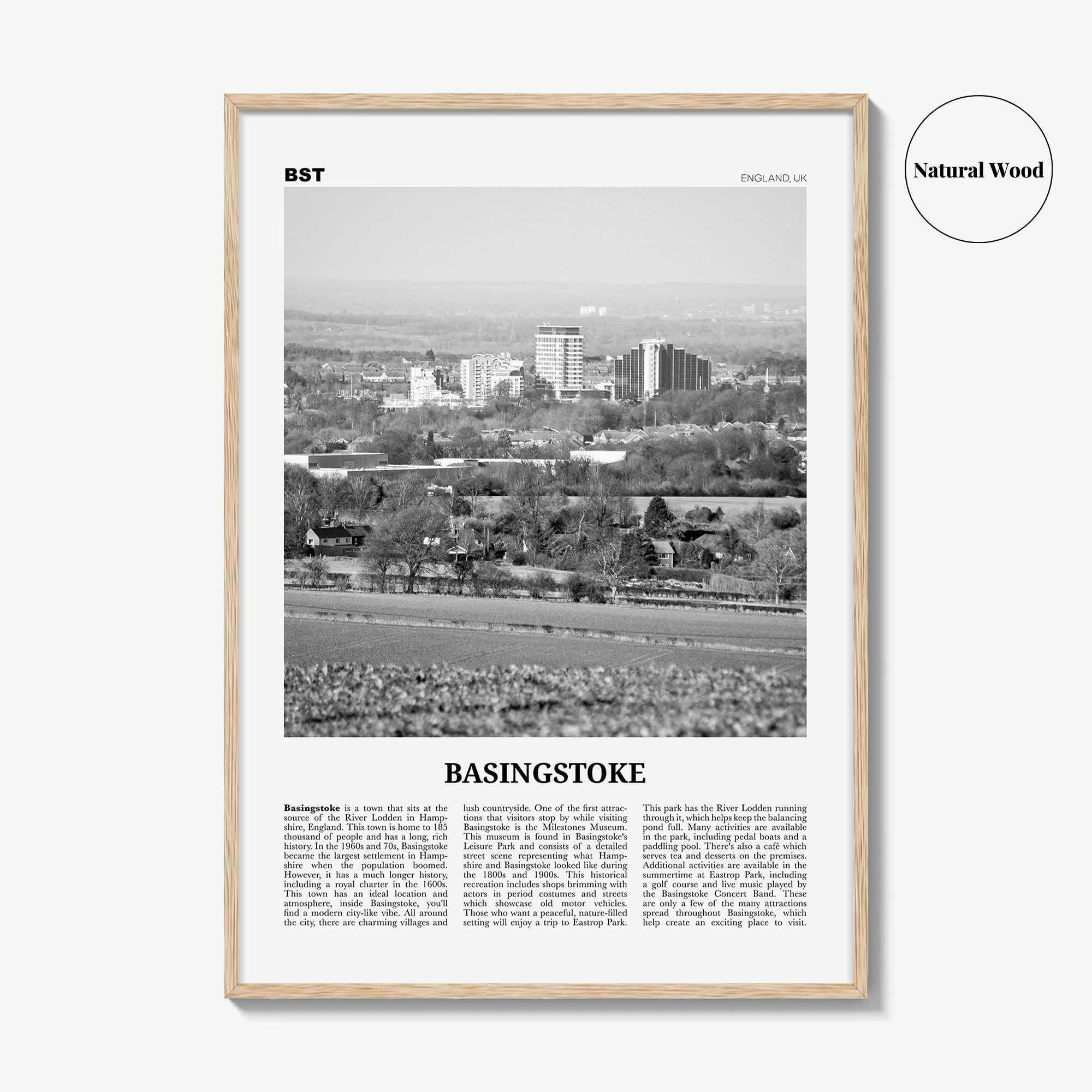Basingstoke Print Black and White, Basingstoke Wall Art, Basingstoke Poster, Basingstoke Photo, Basingstoke Wall Décor, Basingstoke Map,